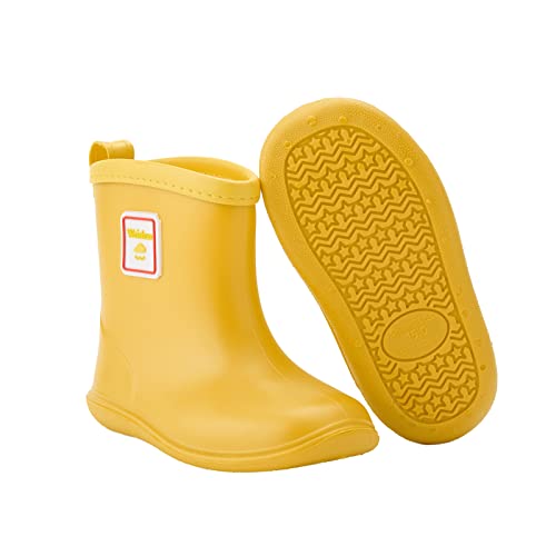 Detalle de Weishuo Stivaletti Pioggia Bambino – Stivali di gomma antiscivolo impermeabili da 1 a 8 anni (Taglia 22 EU, Colore Giallo)