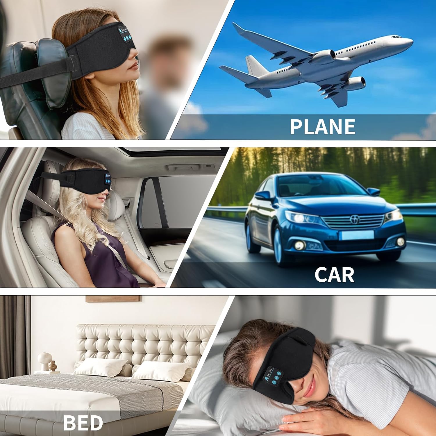 Detalle de Joythink Sleep Headphones Sleep Mask Eye Mask 3D Deep Bluetooth – Black