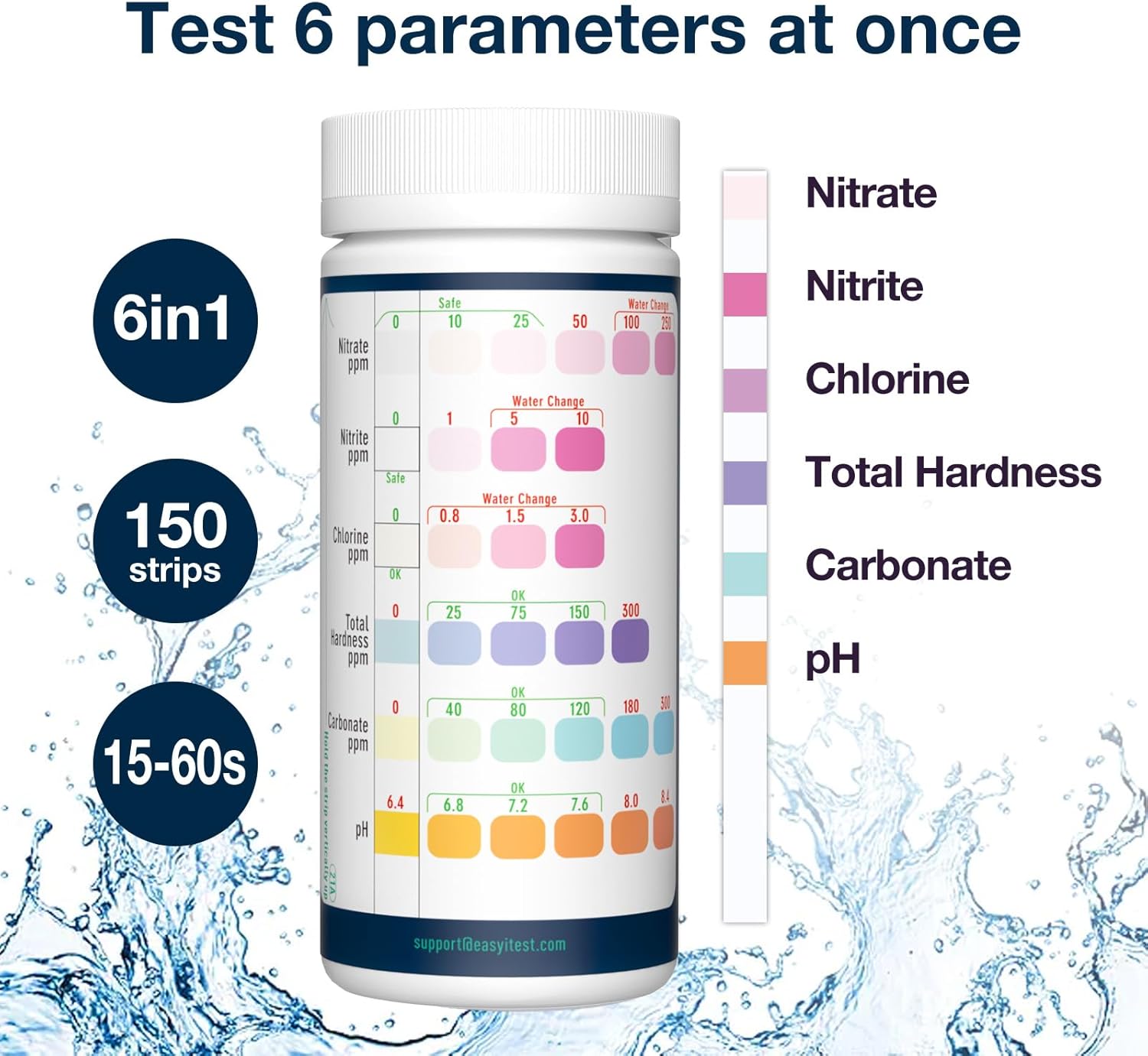 Detalle 2 de EASYTEST 6 in 1 Aquarium Test Strips 150 pack