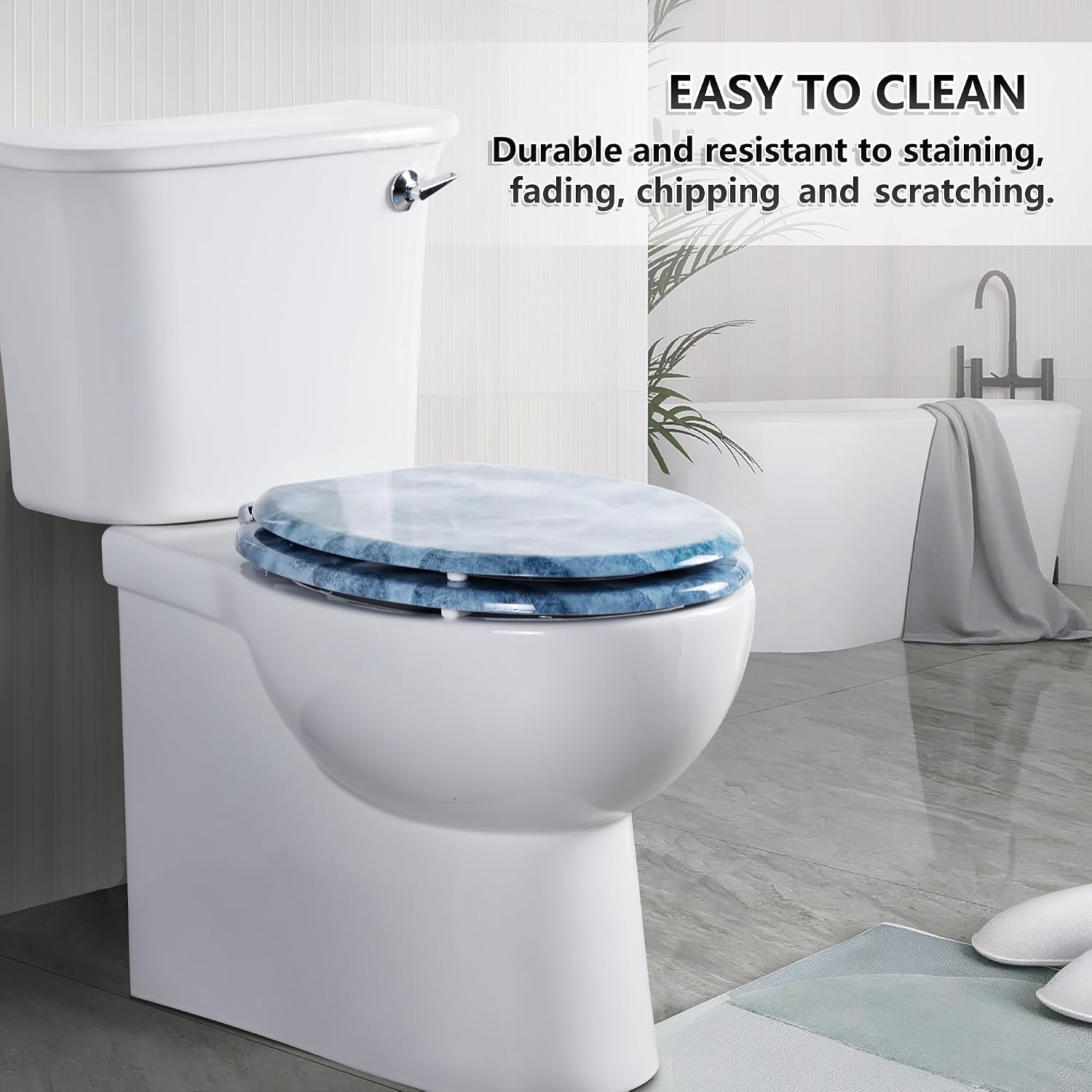 Thumbnail 5 de Angel Shield Molded Wood Toilet Seat with Quiet Close and Quick Release Hinges (45x37cm, Oval) for EU Bottom-Mount Toilets