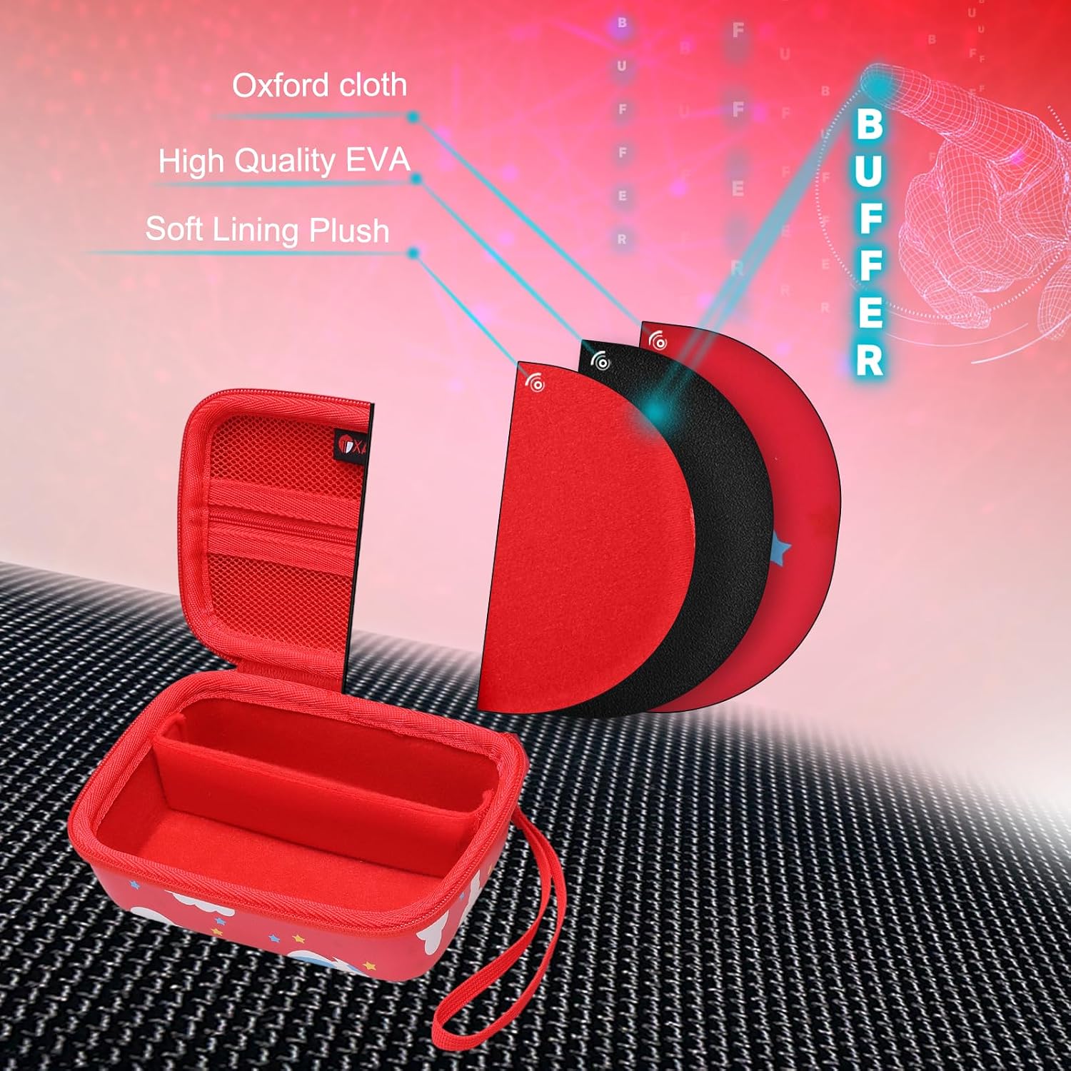 Detalle 2 de XANAD Kinderkamera Tasche für VTech Kidizoom Print Cam/Kidizoom Video Studio HD (rot)