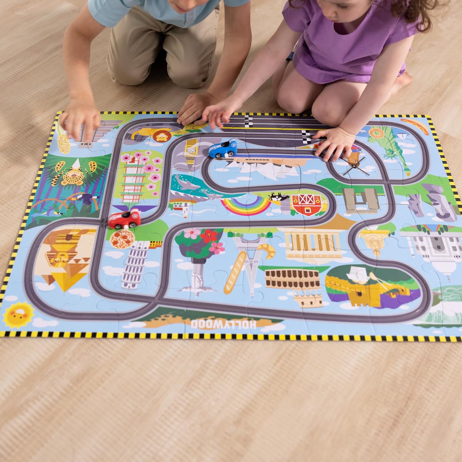 Detalle 1 de Melissa & Doug Bodenpuzzle Autorennen ab 3