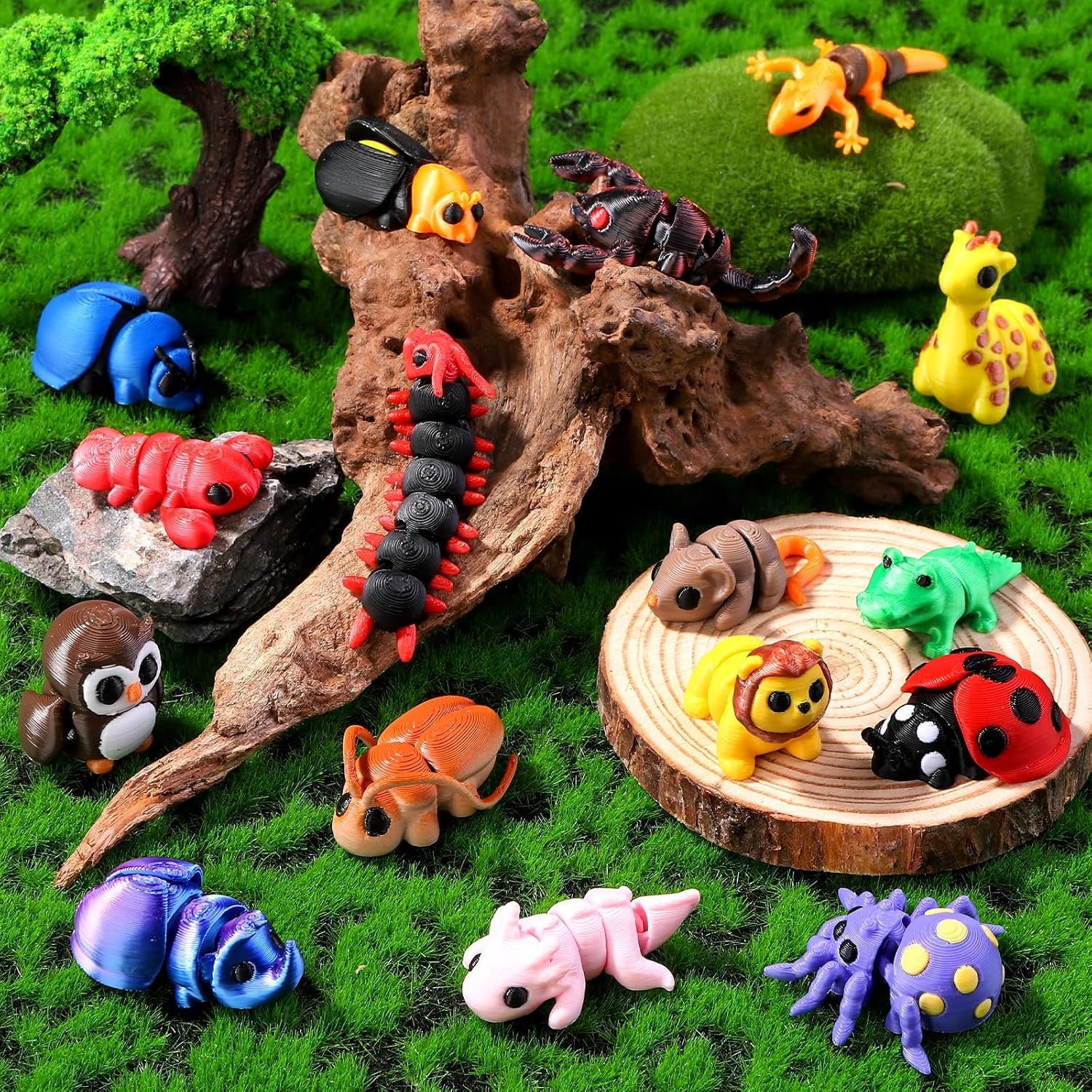 Detalle de XIMISHOP 50‑Piece Mini 3D Printed Animals with Movable Joints