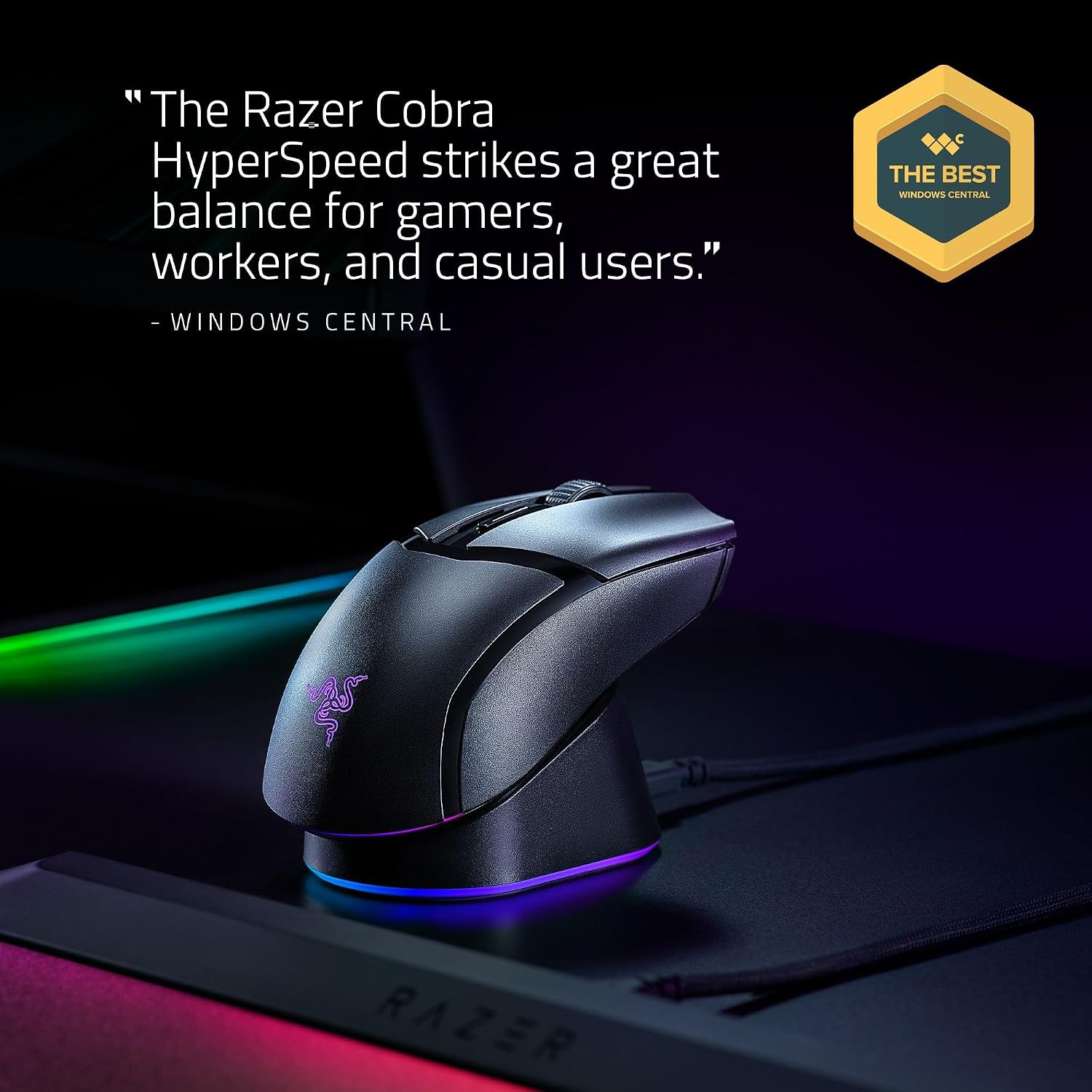 Detalle de Razer Cobra HyperSpeed RZ01-05570100-R3U1 Wireless Gaming Mouse, 62 g, 26K Sensor