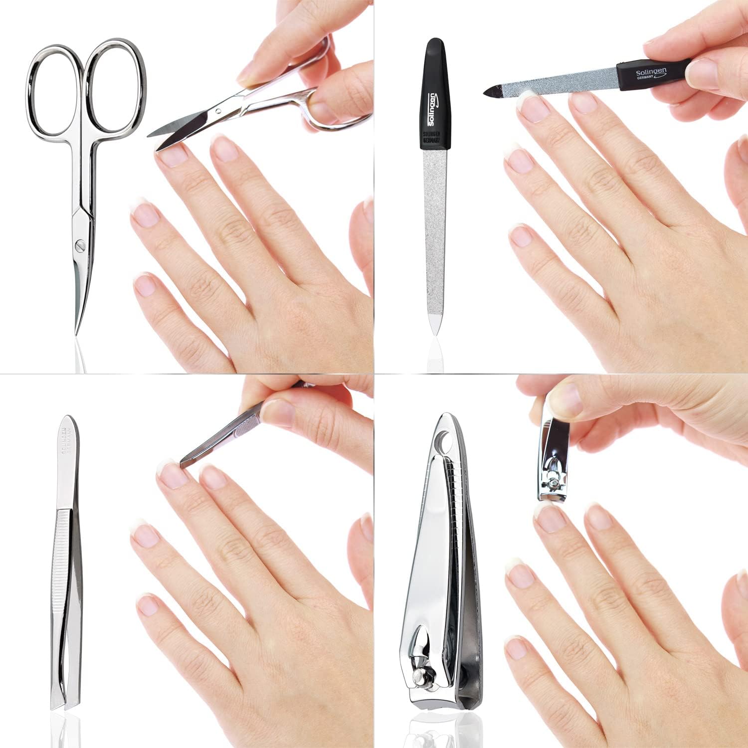 Detalle de marQus kit manucure pédicure professionnel 5pcs – étui cuir synthétique