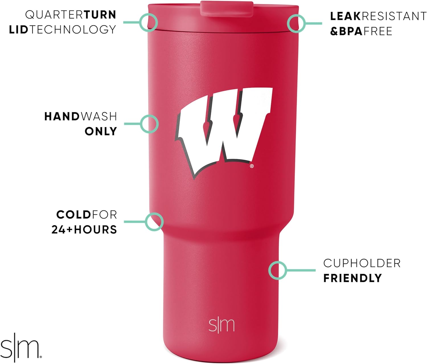 Thumbnail 1 de Simple Modern Officially Licensed 30oz Tumbler — Wisconsin Badgers Trek Collection