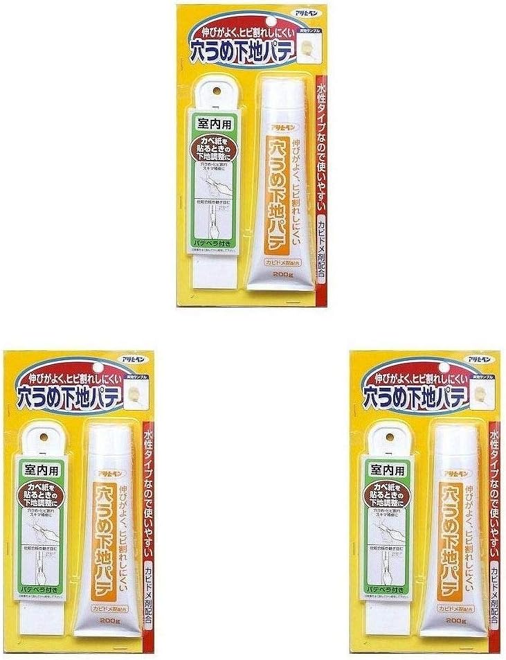 Detalle de アサヒペン 壁紙用 穴うめ下地パテ No.734 200g ヘラ付き・水性タイプ・防カビ剤配合