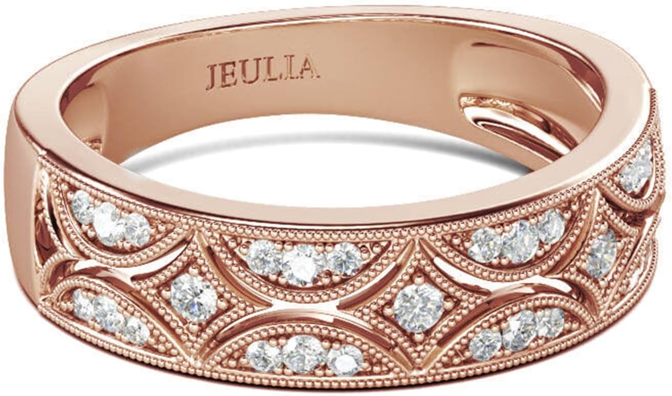 Thumbnail 6 de Jeulia 925 Sterling Silver Milgrain Round Cut Ring