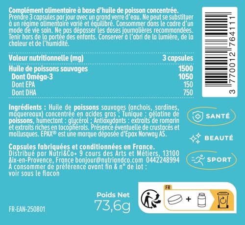 Thumbnail 6 de NUTRI&CO Omega 3 Huile de Poisson EPAX® EPA DHA | Cerveau Vision - 120 Caps