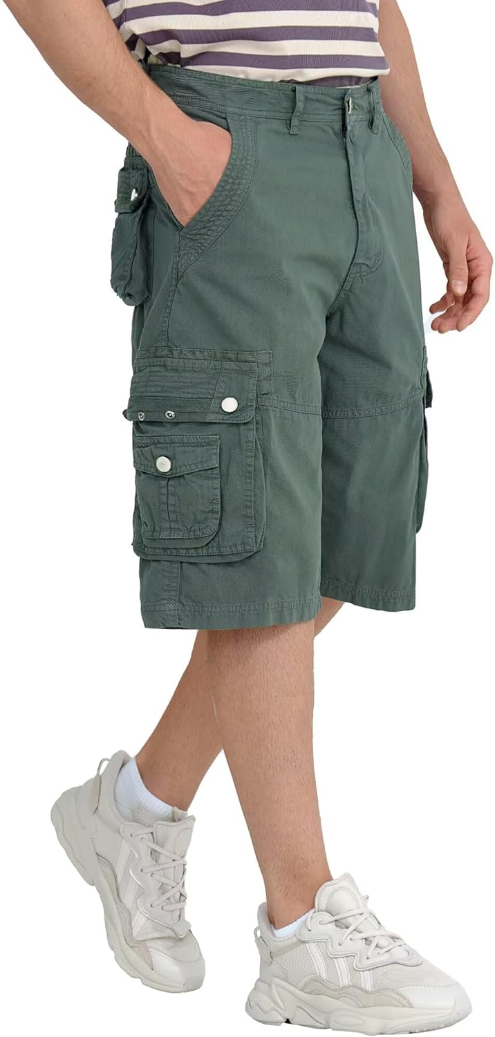 Detalle de BEST SOUTH Men's Capri Long Twill Cargo Shorts: Practical, Comfortable, And Ready For Outdoor Days
