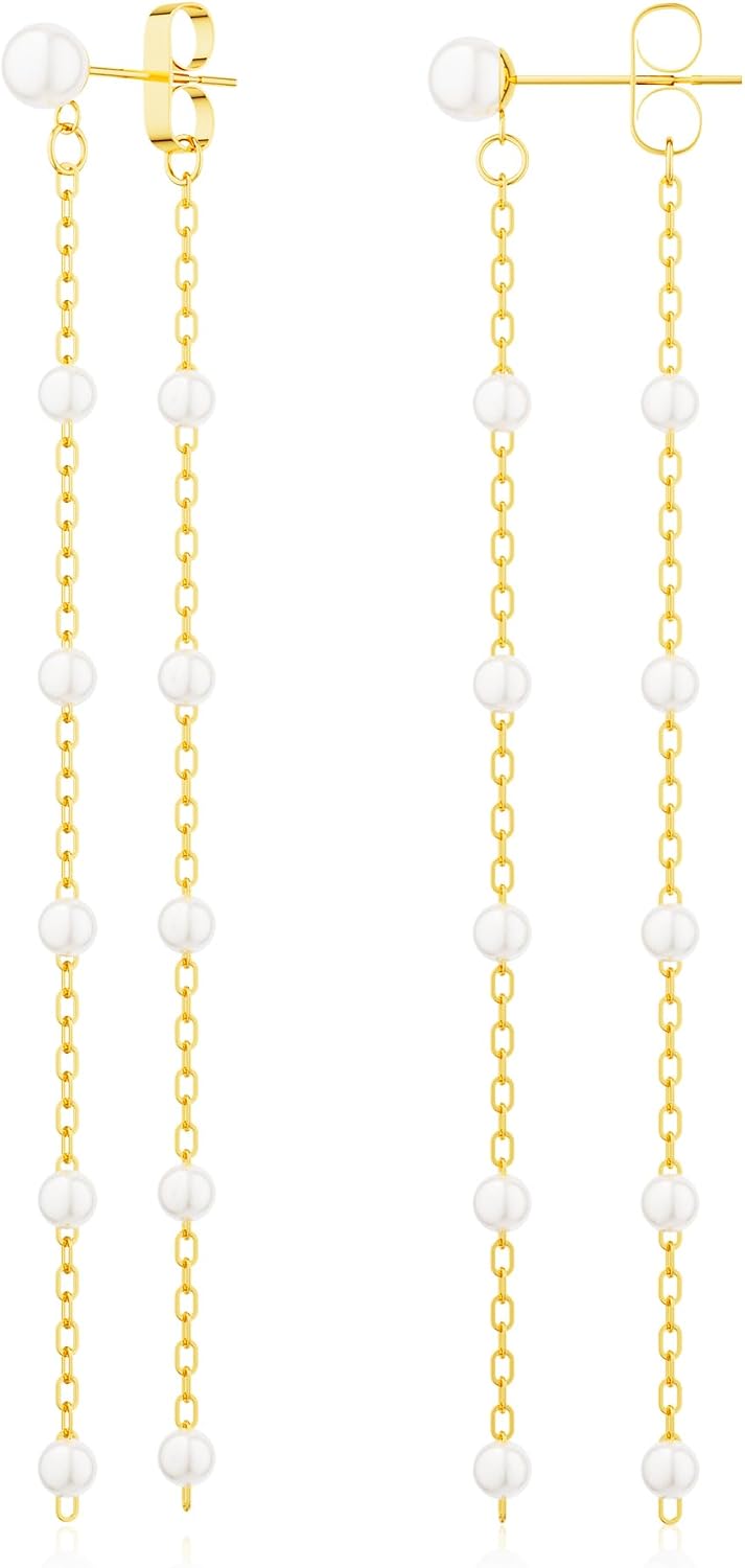 Detalle de Moodear Pearl Drop Earrings, 14K Gold-Plated