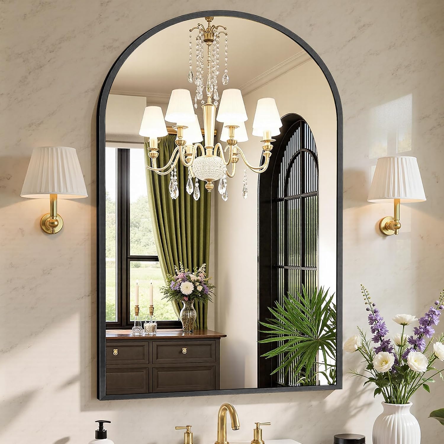Detalle de Sweetcrispy Arched Bathroom Mirror 26.5 x 38 inches