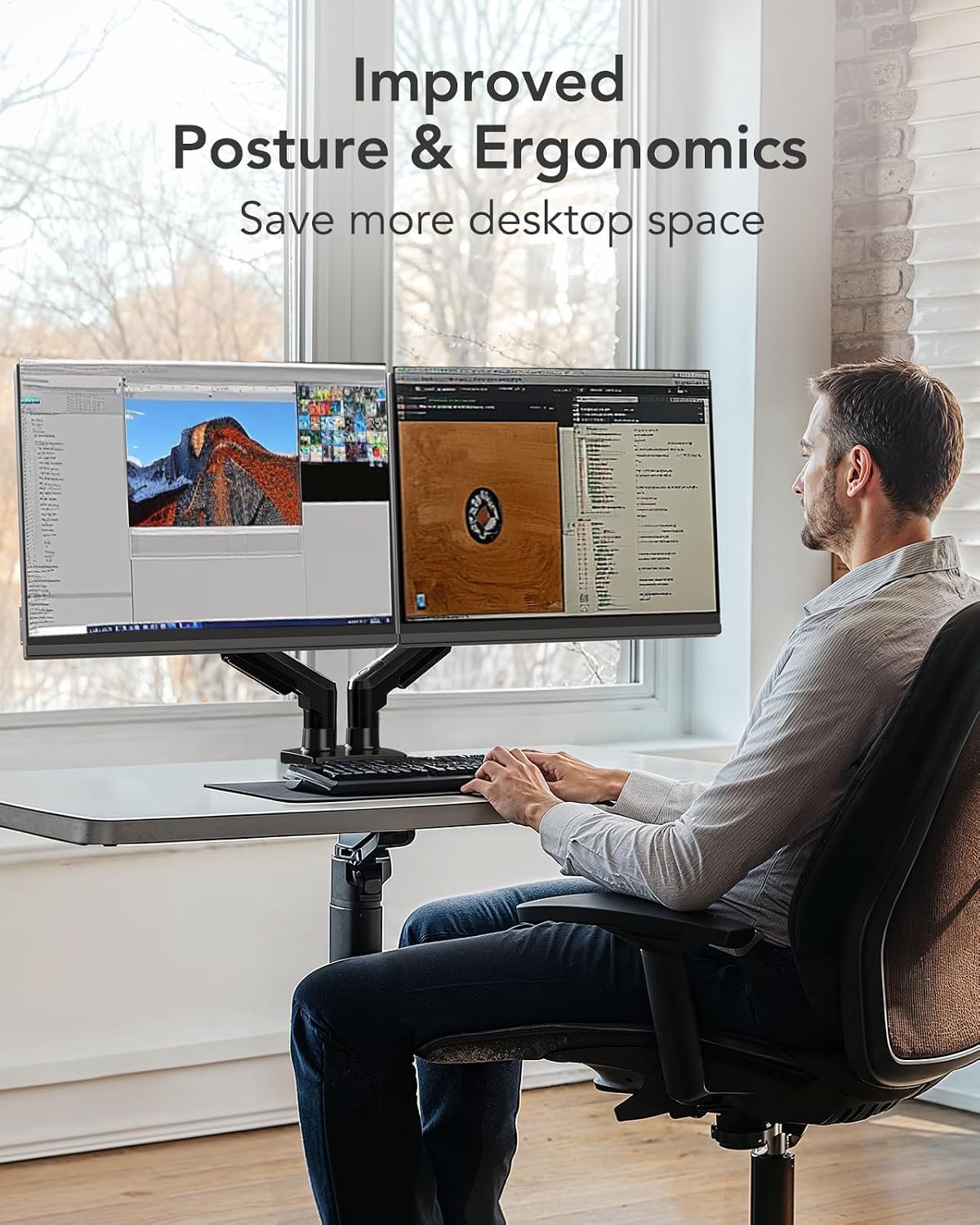 Thumbnail 6 de HUANUO Dual Monitor Stand, 13 to 32 Inches