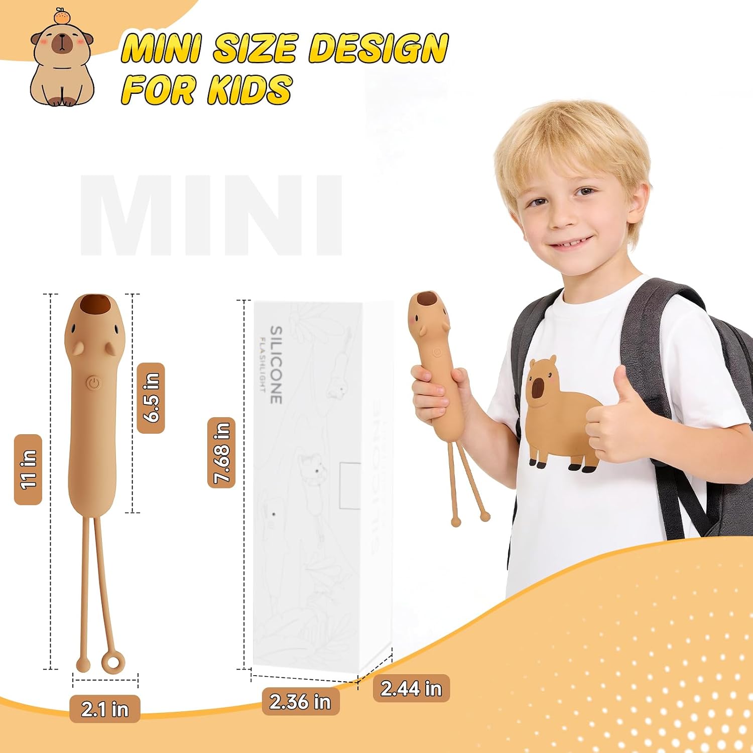 Thumbnail 2 de ZKLiLi Capibala Kid’s Rechargeable Flashlight (silicone, USB-C) for camping and outdoor exploring