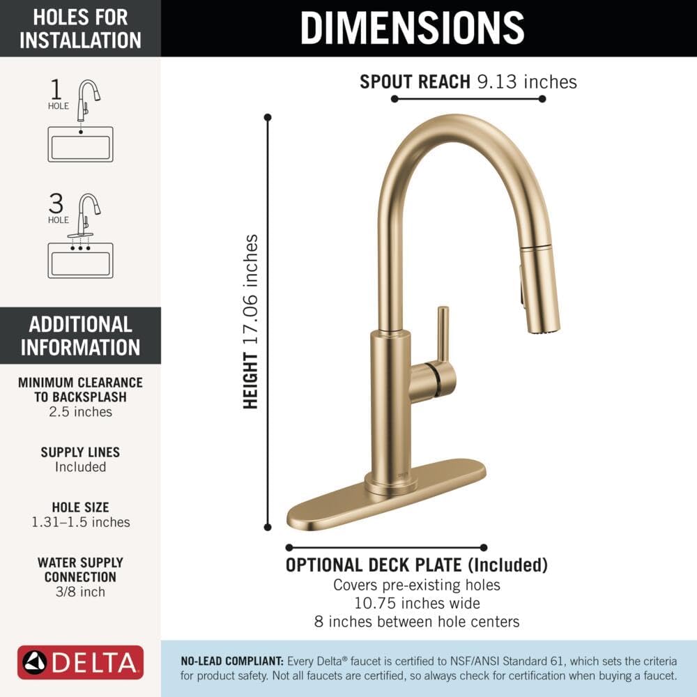 Detalle de Delta Kitchen Faucet, Champagne Bronze