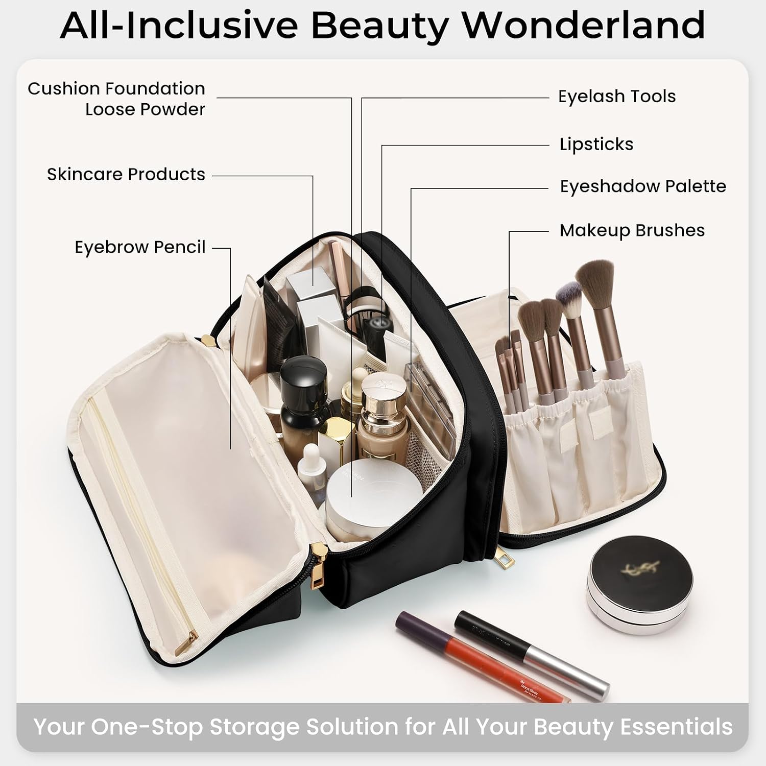 Detalle 2 de HauteHues Travel Makeup Bag, Large Capacity