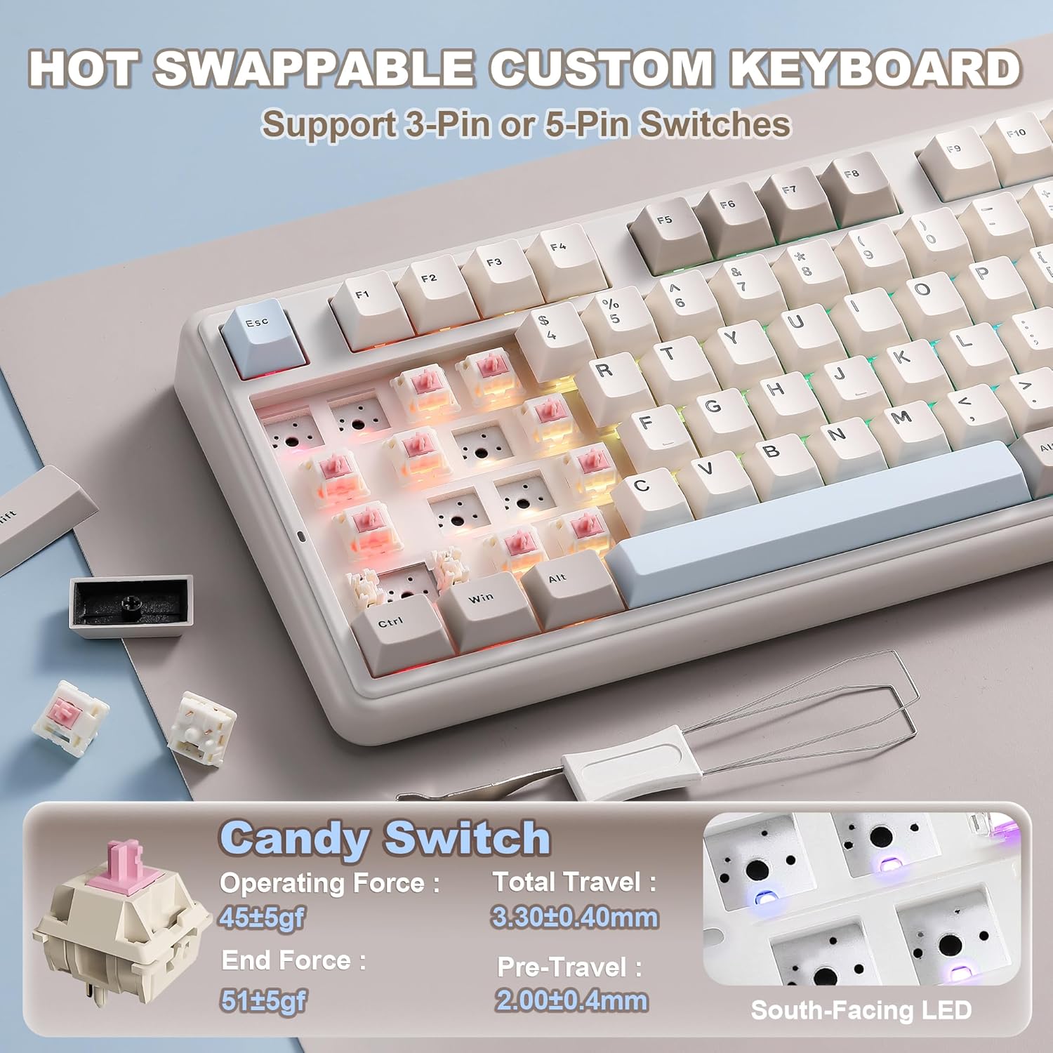 Thumbnail 5 de YUNZII B98 Pro QMK/VIA Wireless Mechanical Gaming Keyboard (96% layout, cat knob, BT/2.4G/USB-C)