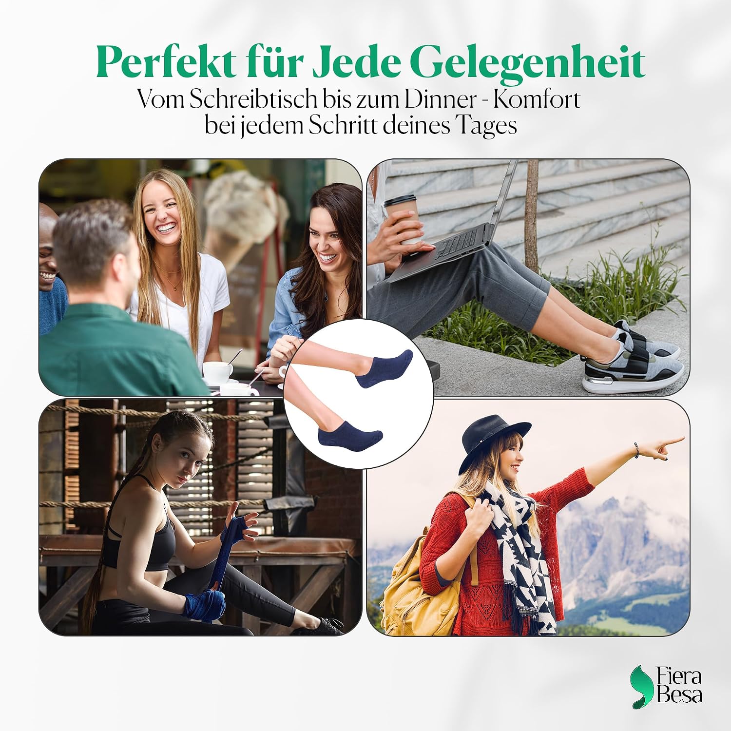 Thumbnail 6 de Fiera Besa onzichtbare bamboesokken uniseks, 5 paar voor sneakers