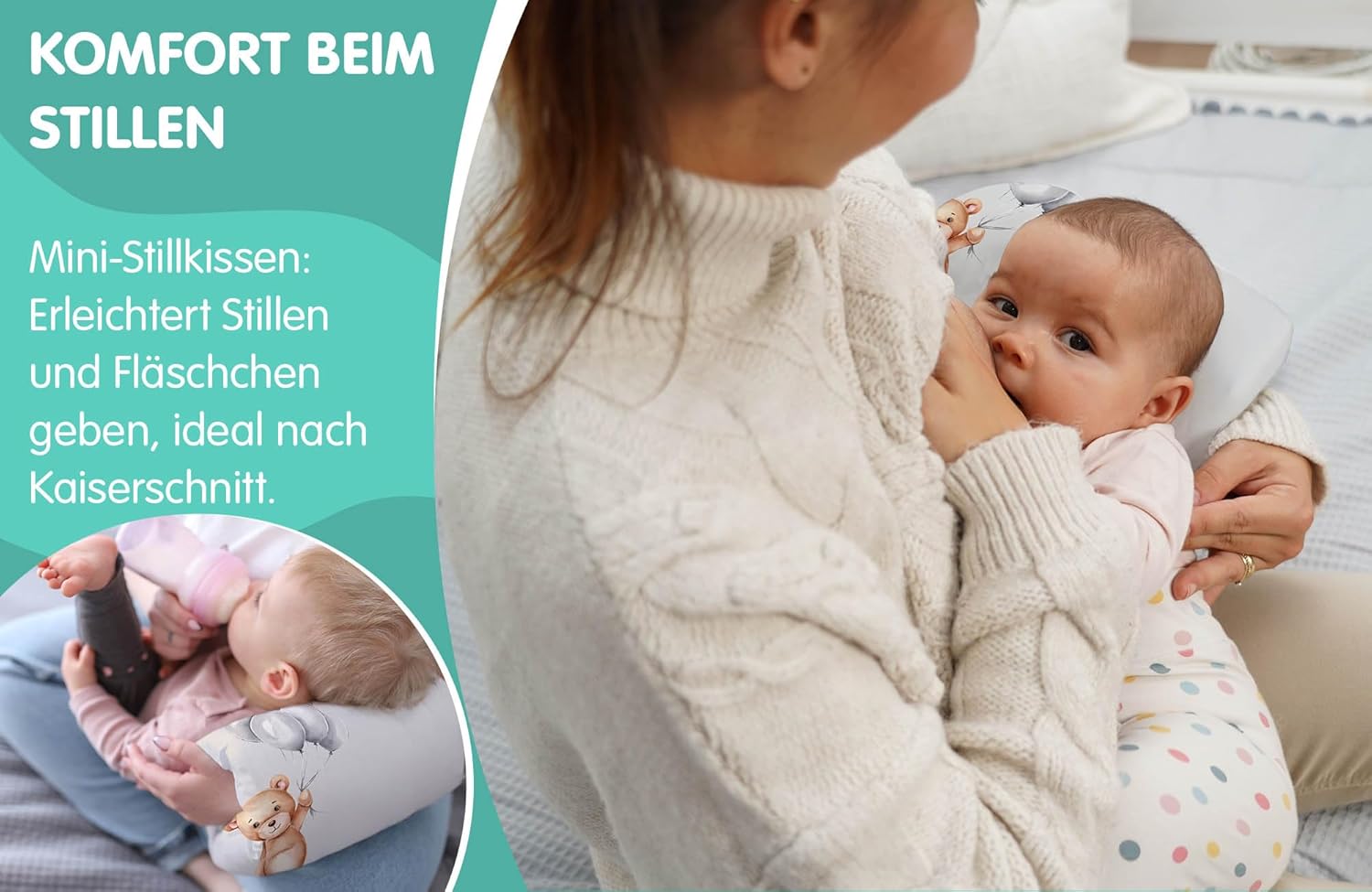 Thumbnail 2 de Totsy Baby Coussin d’allaitement bébé 20 cm (cousinettes de brassard) – coton respirant, lavage à 30 °C