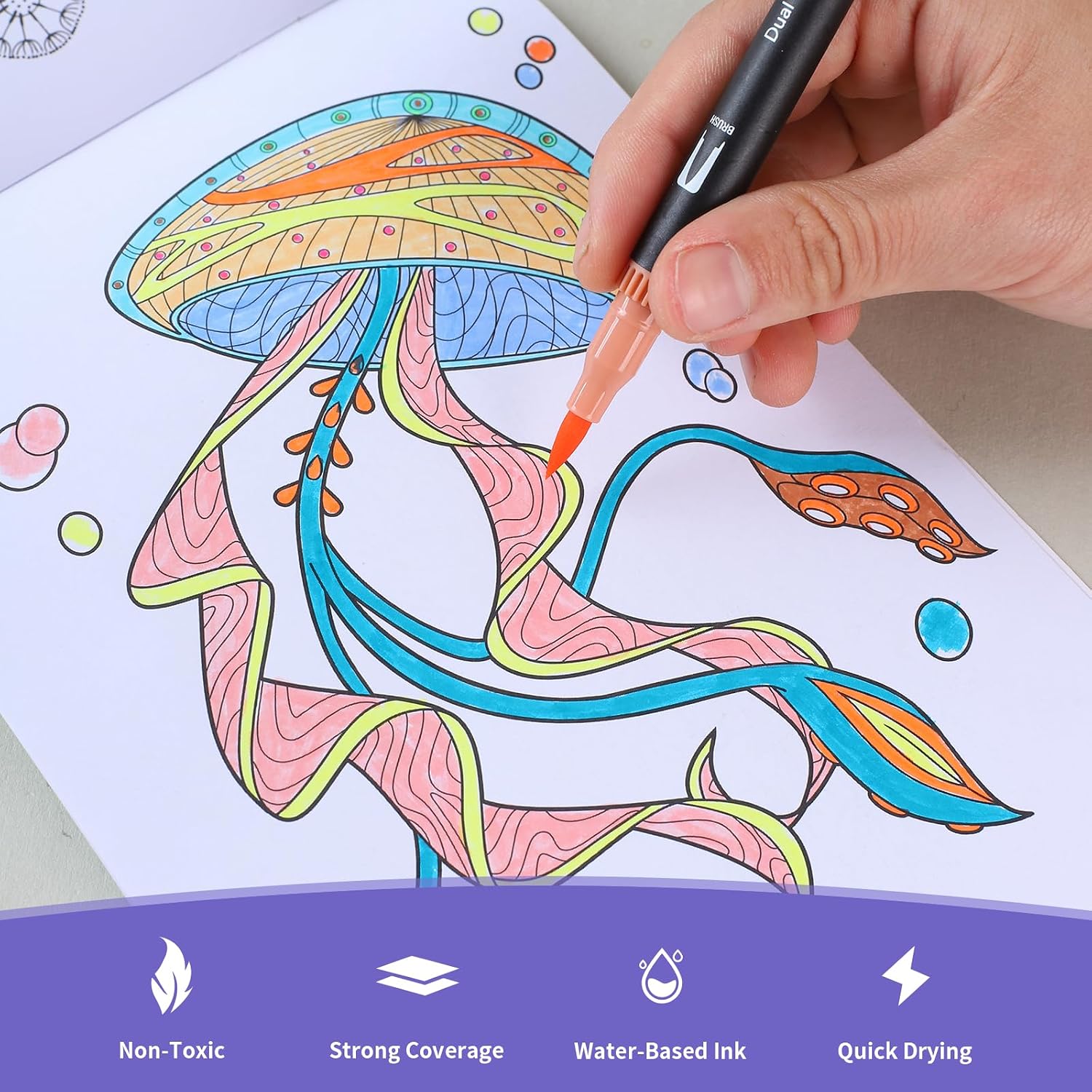 Detalle 2 de HYNEXLK 78 Colours dual tip brush pens