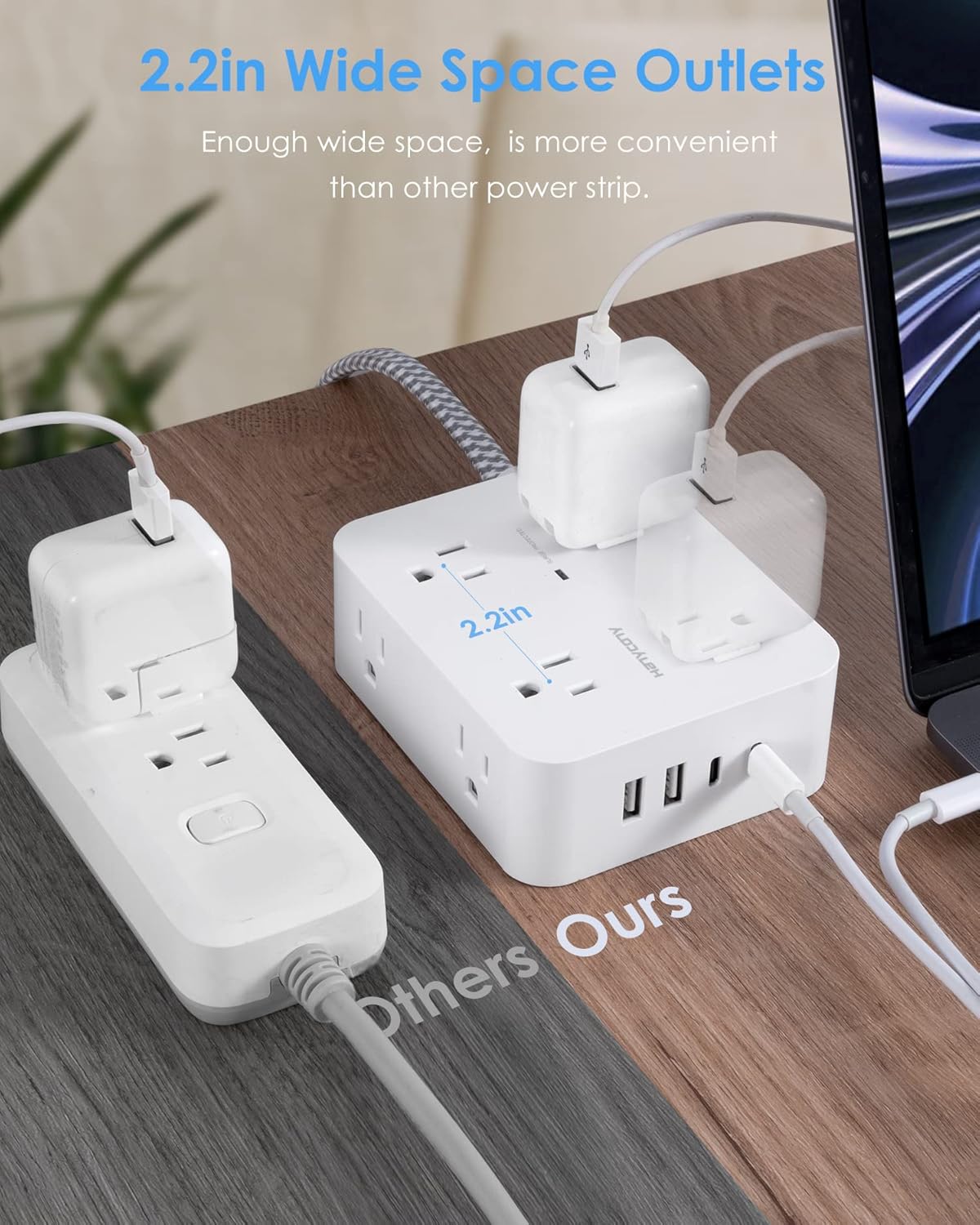 Thumbnail 4 de HANYCONY 6Ft Surge Protector with 8 Outlets and 4 USB Ports ⚡