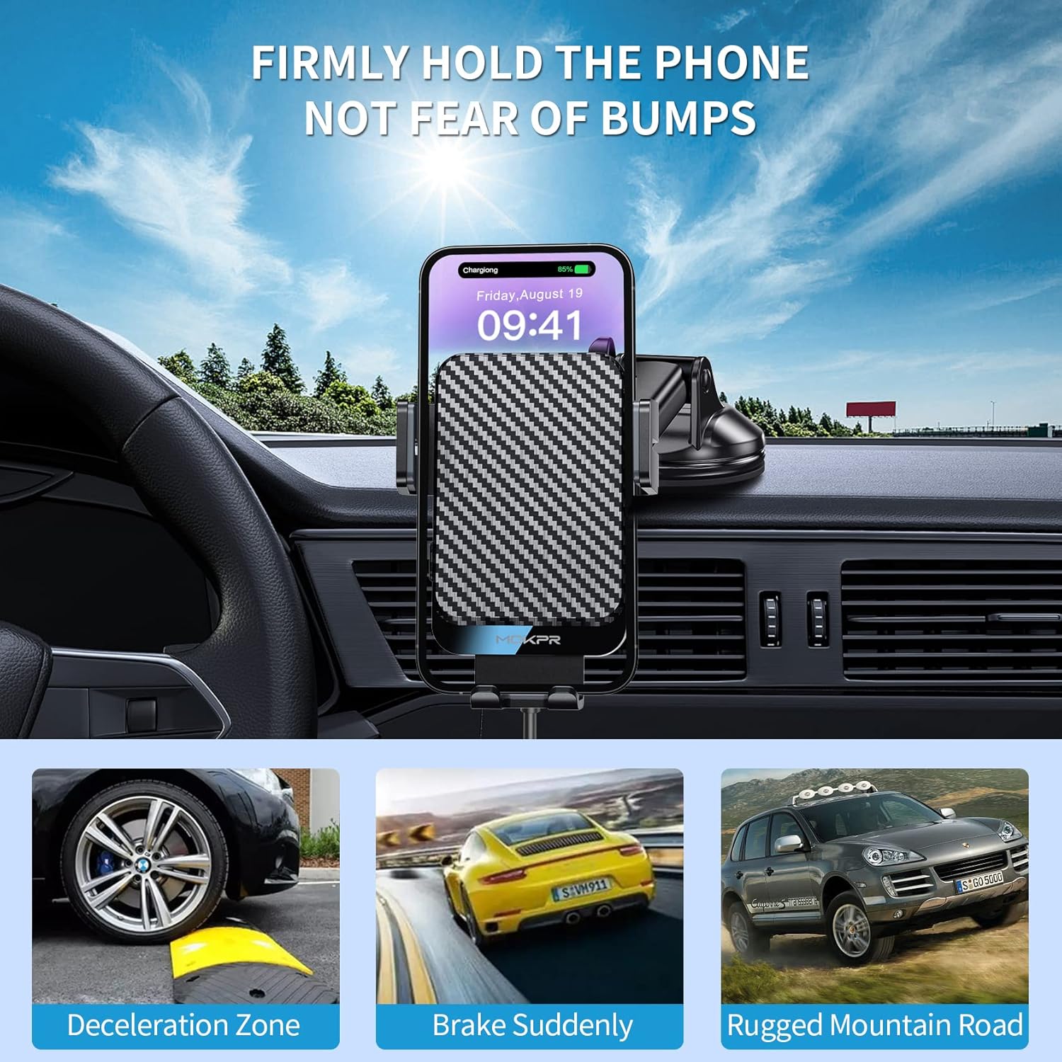 Thumbnail 2 de MOKPR Wireless Car Charger (15W) with Automatic Clamping Holder for iPhone & Galaxy