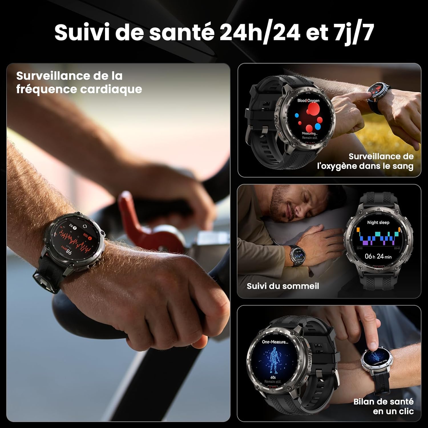 Detalle de KOSPET Tank T4 GPS – Montre connectée polyvalente pour homme