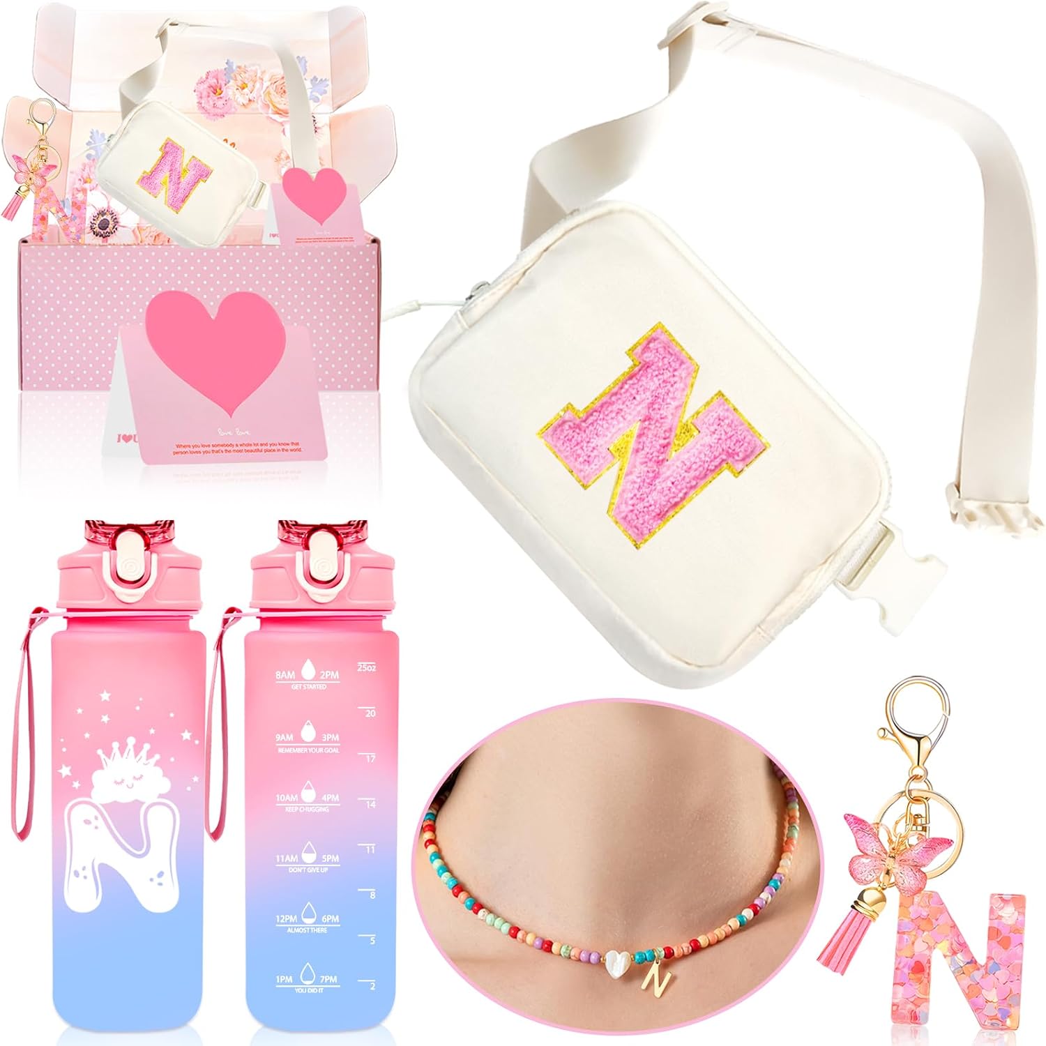 Detalle de Initial Cross Body Bag Fanny Pack Gift Set (6-piece) for Girls & Teenagers
