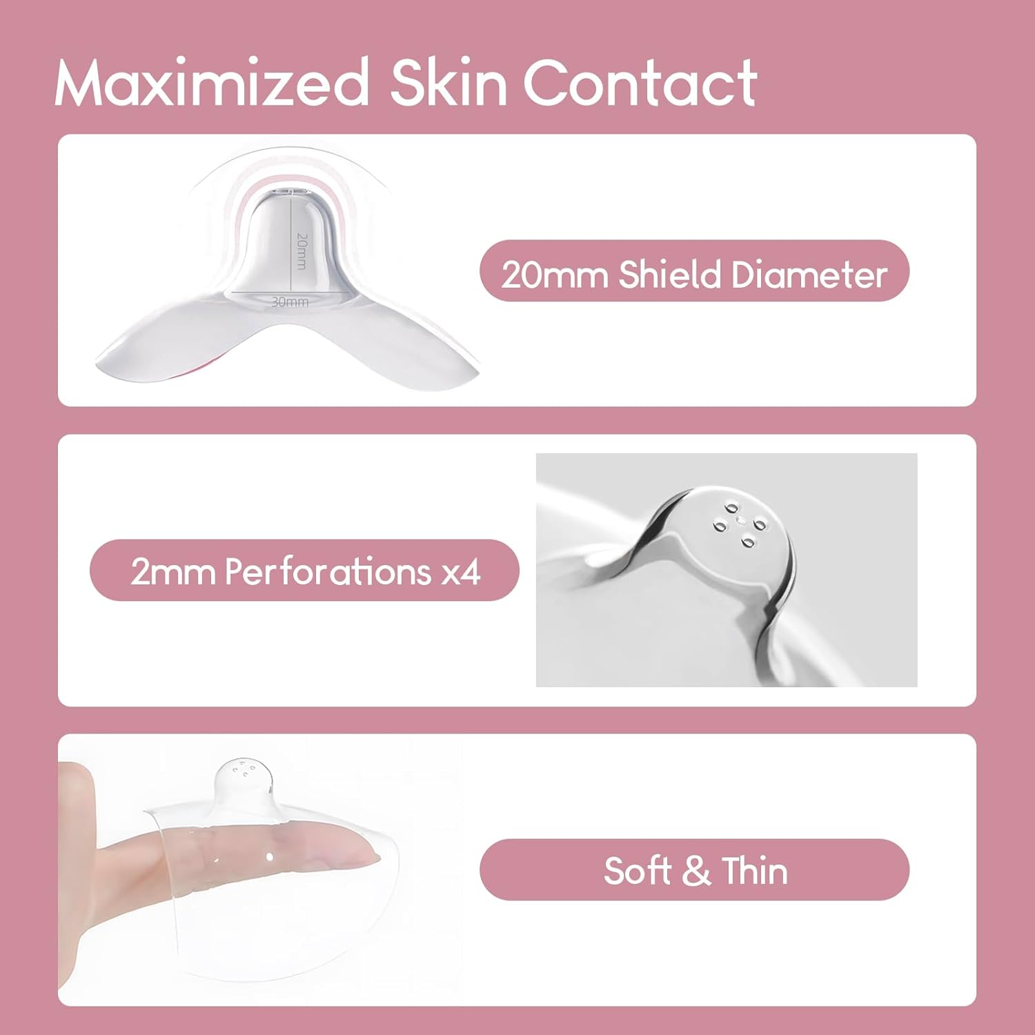 Detalle de Nipple Shields for Breastfeeding Newborn — 20mm, 2-Pack, BPA-Free Soft Silicone