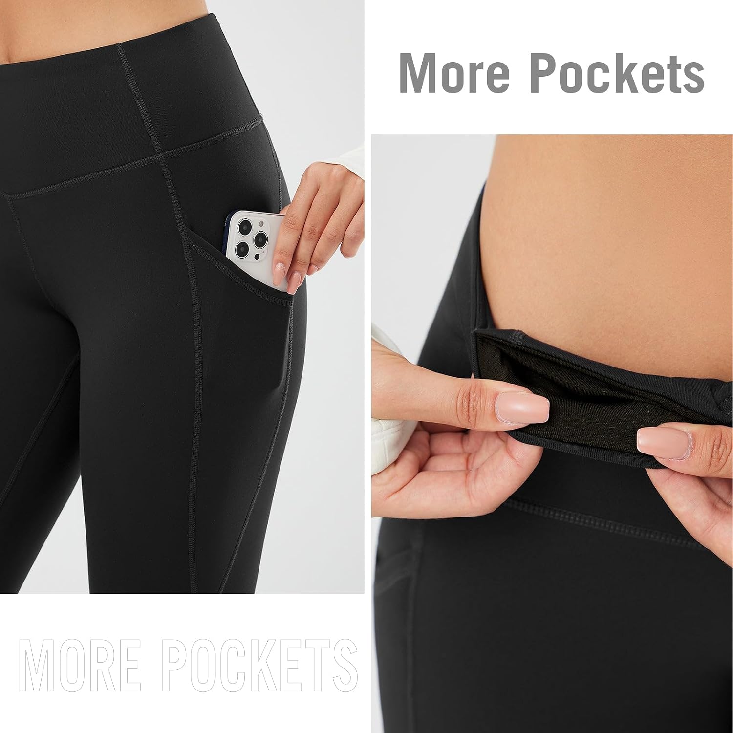 Detalle 2 de BALEAF Women's Fleece-Lined Thermal Leggings with Pockets, Water-Resistant