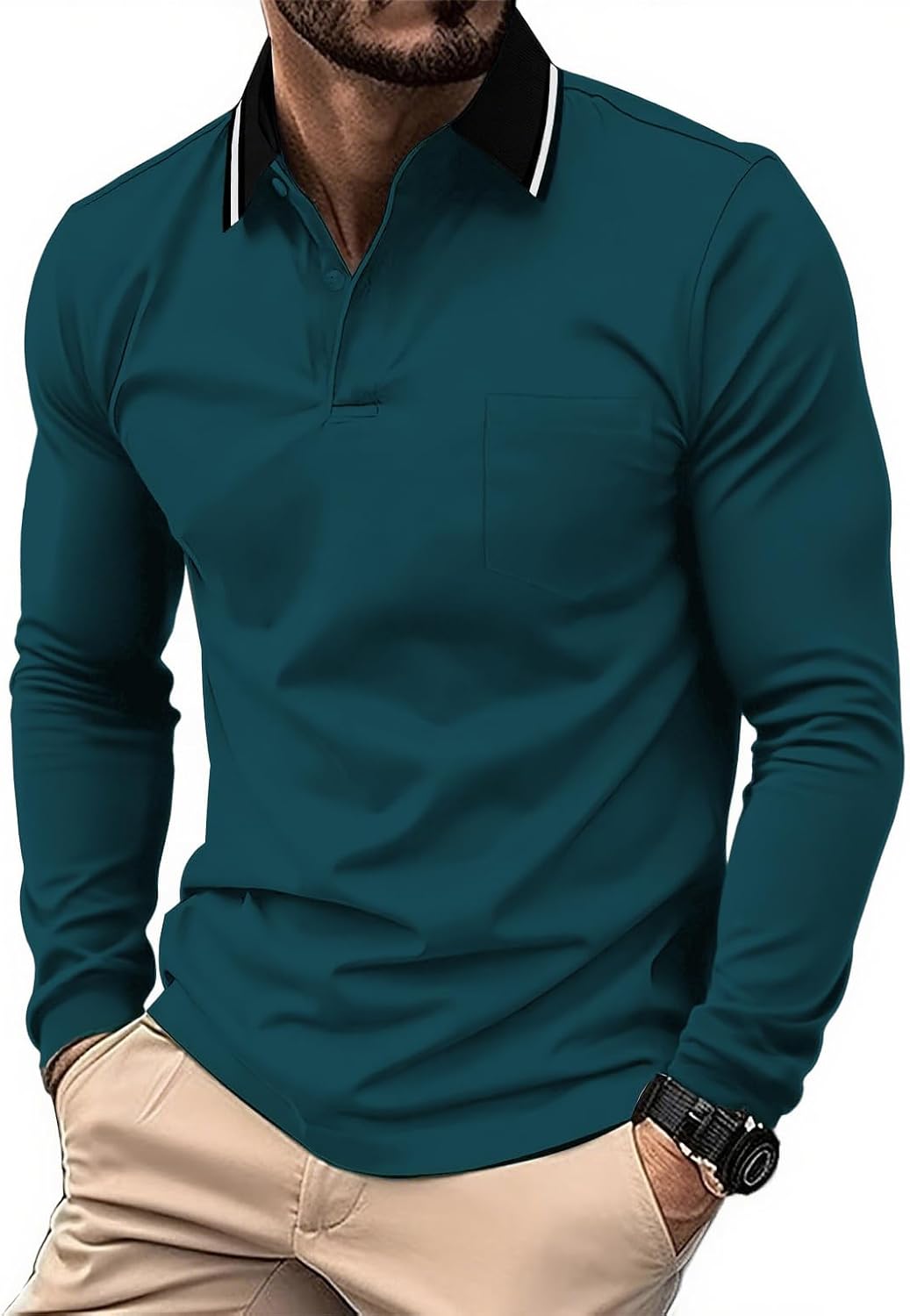 Thumbnail 1 de JACKETOWN Polo uomo manica lunga con colletto button down (confezione da 3)