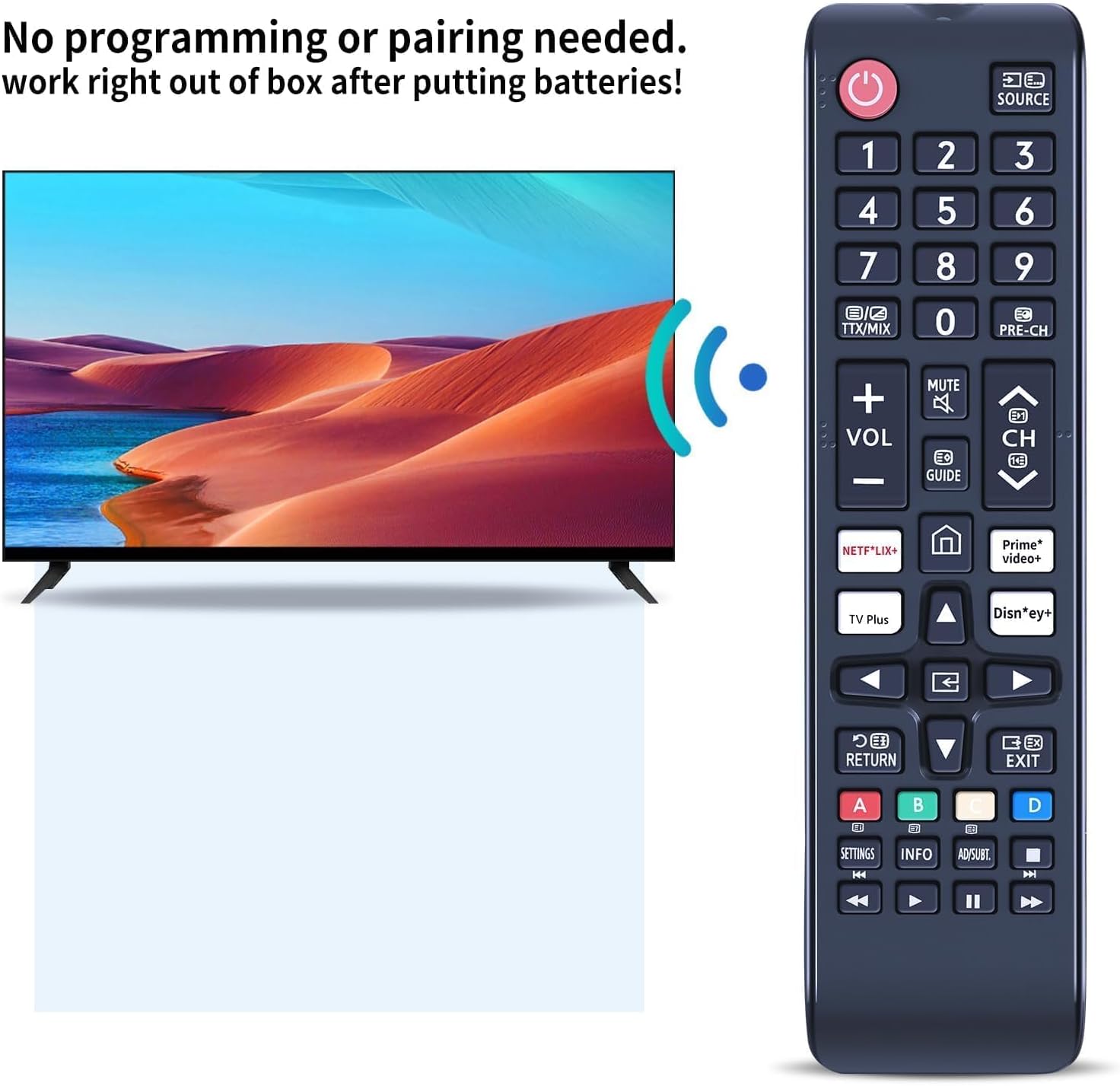 Detalle de TCNOUMT BN59-01315Q Replacement Remote Control for Samsung & More (CU7100, UE43CU7100, S92C/QN90, 2023)
