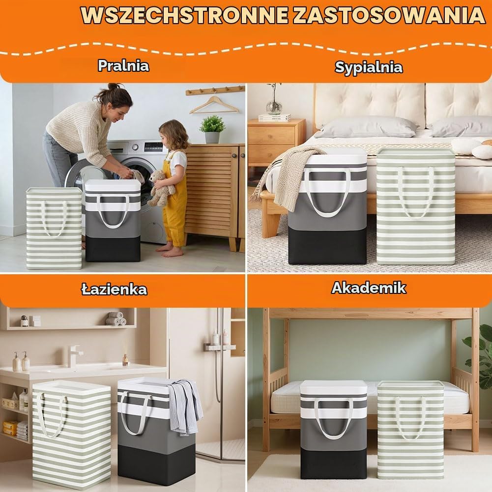 Thumbnail 6 de AUAUY 5455554 składane kosze na pranie, 2 szt., powłoka PE i wzmocnione uchwyty