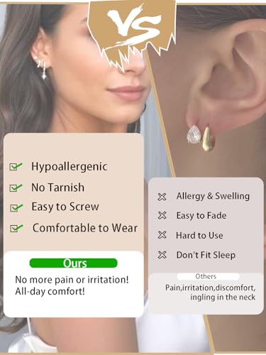 Detalle de ESPVO Sterling Silver Hoops Earrings Set for Women – Hypoallergenic S925 5 Styles