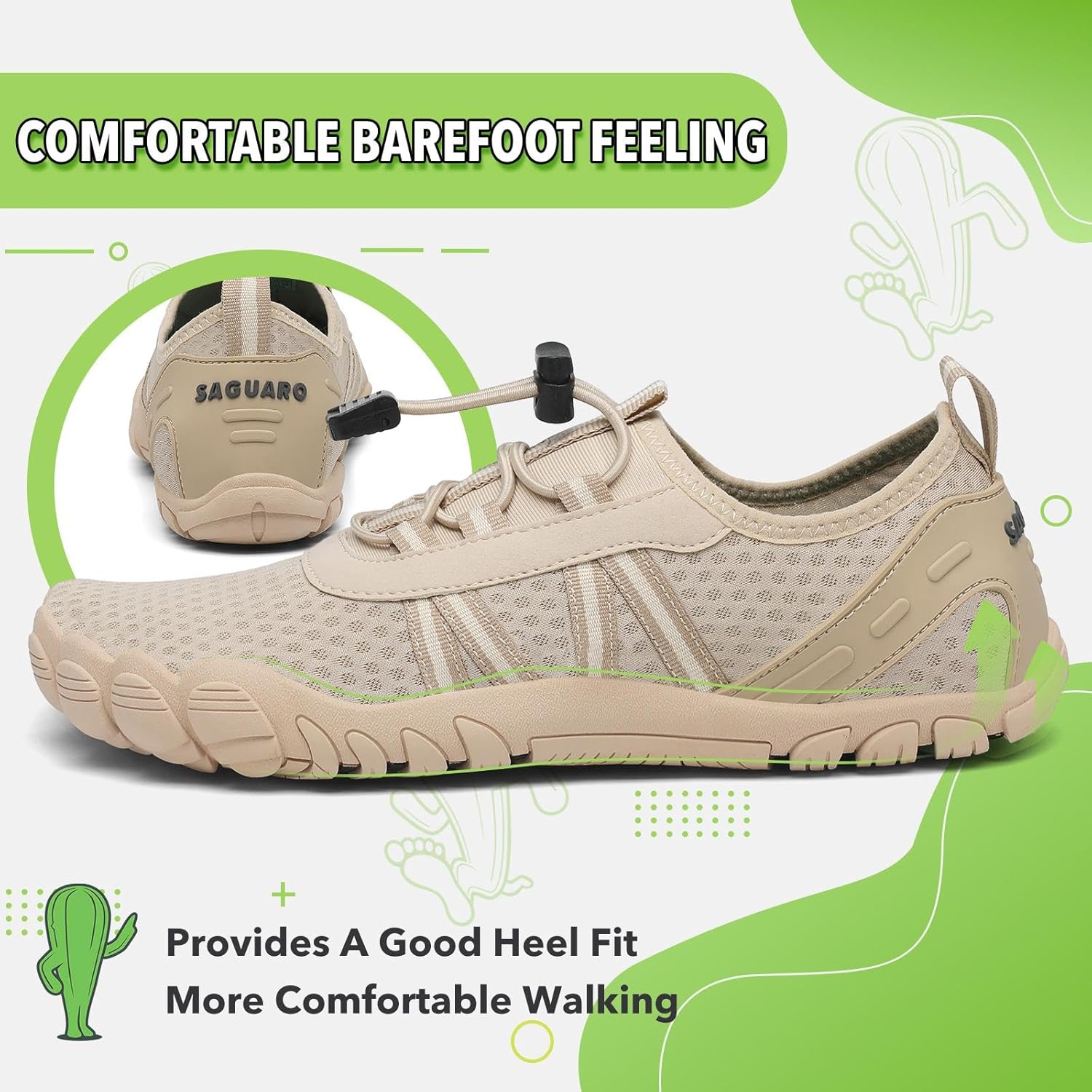 Detalle 2 de SAGUARO Unisex Barfuß Badeschuhe – rutschfeste, schnell trocknende Wasserschuhe mit Drainagelöchern, Größe 36–48