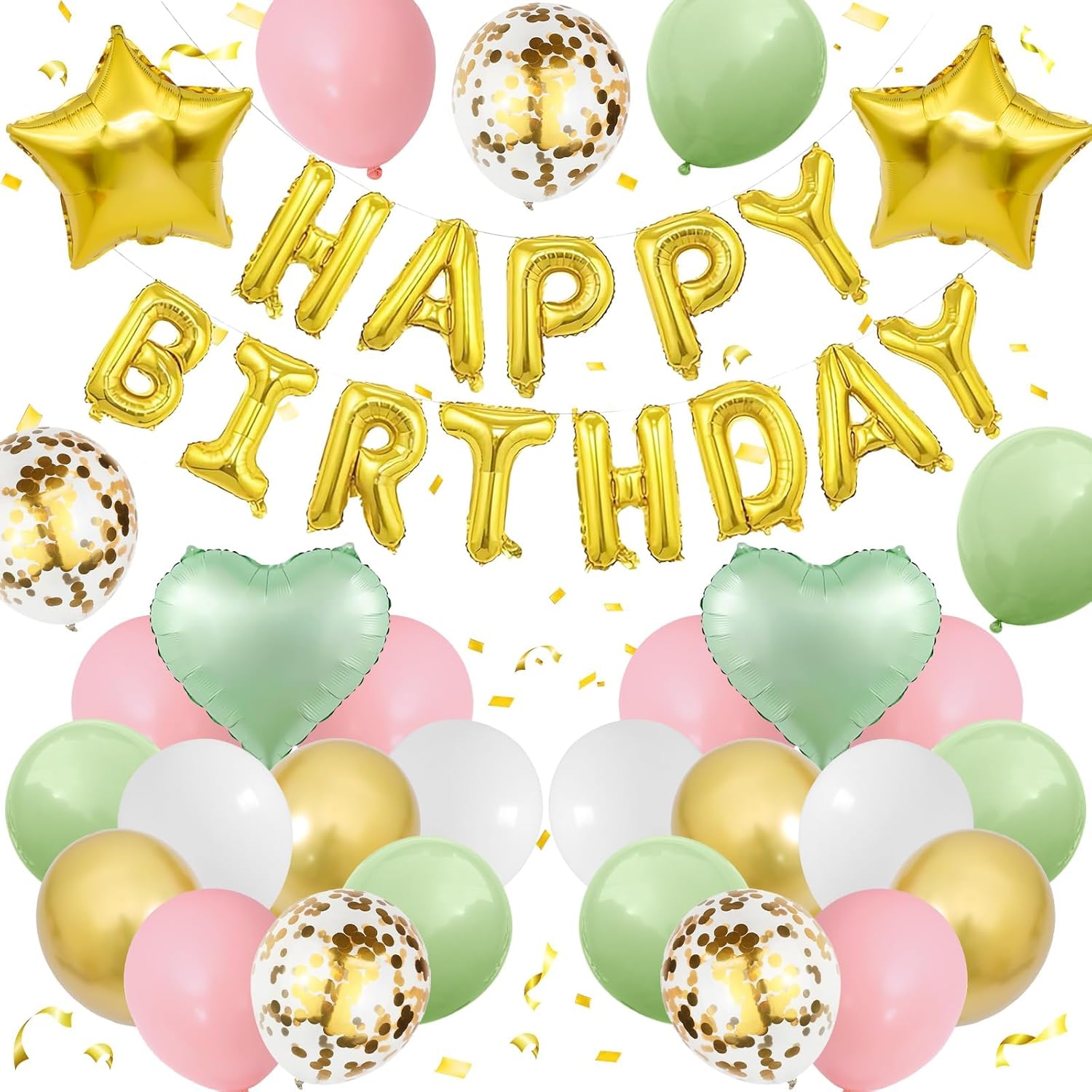 Detalle de Sage Green and Dusty Pink Birthday Decorations Set