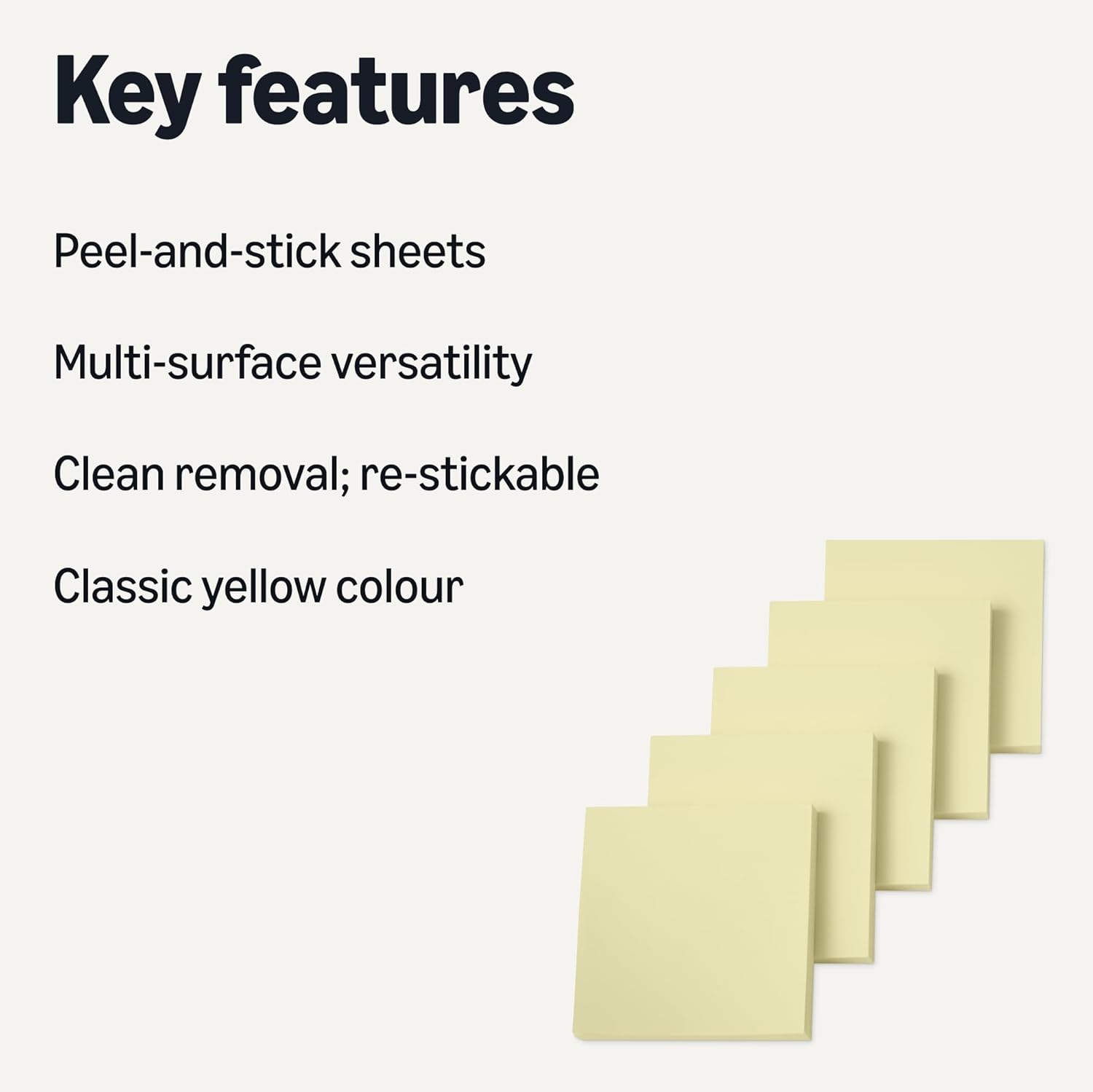 Thumbnail 1 de Amazon Basics Square Large Post-it Notes, 7.6 x 7.6 cm, Yellow (5-Pack)