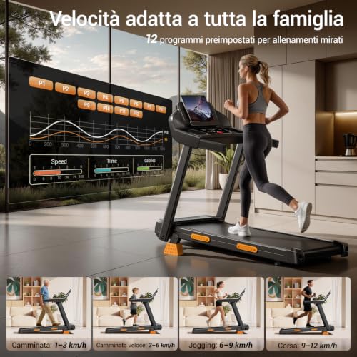 Detalle de CURSOR FITNESS CURSOR Tapis Roulant Salvaspazio con inclinazione 15% – allenamento domestico versatile