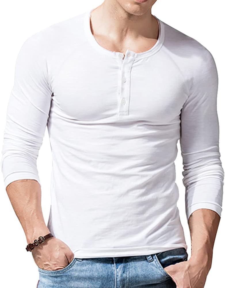 Detalle de Herren Slub-Henley-T-Shirt mit 3-Knopfleiste, Kurzarm und Rundhals aus Slub-Baumwolle