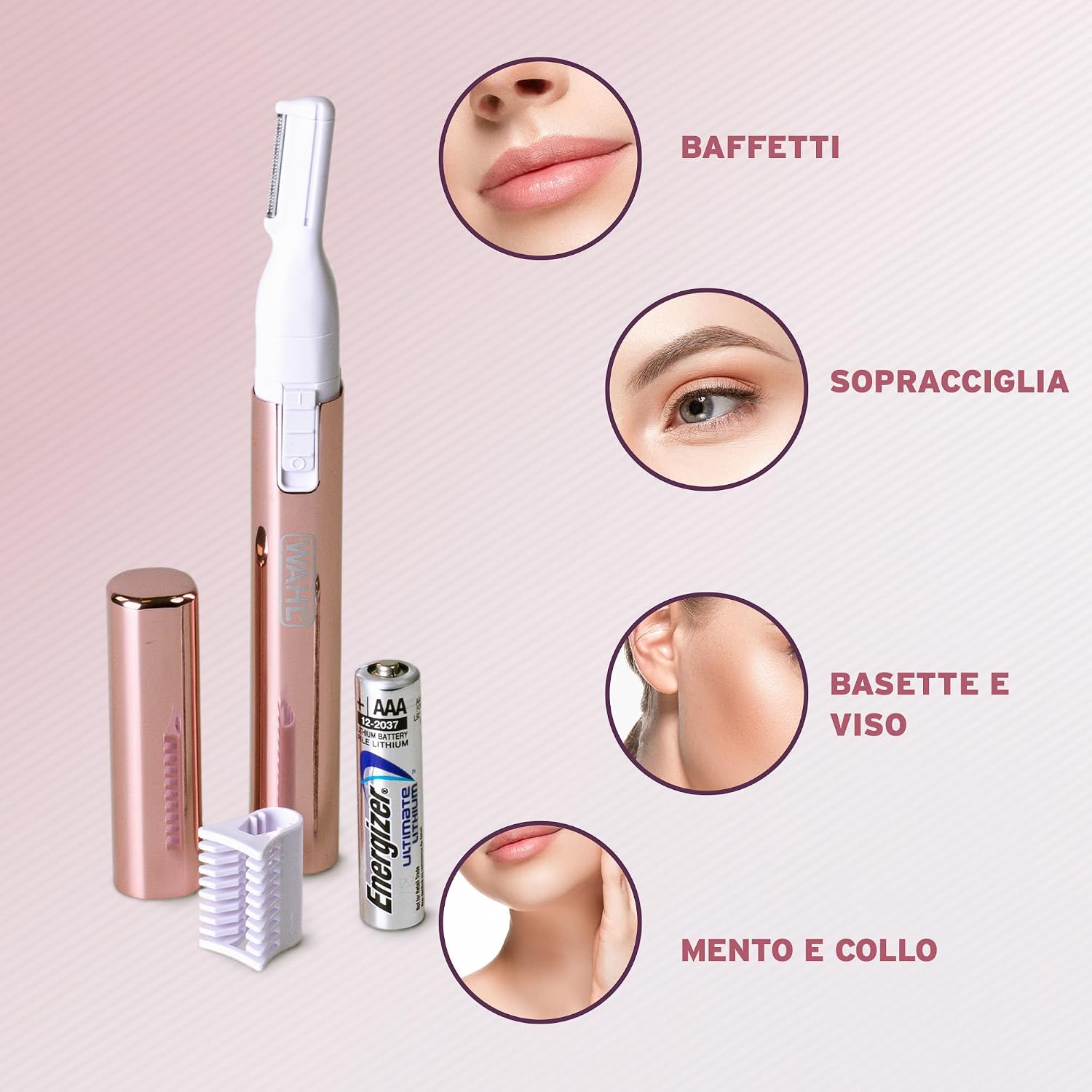 Detalle de WAHL Ladies Precision Eyebrow Shaper: rifinitore da donna, testina lavabile e design cordless