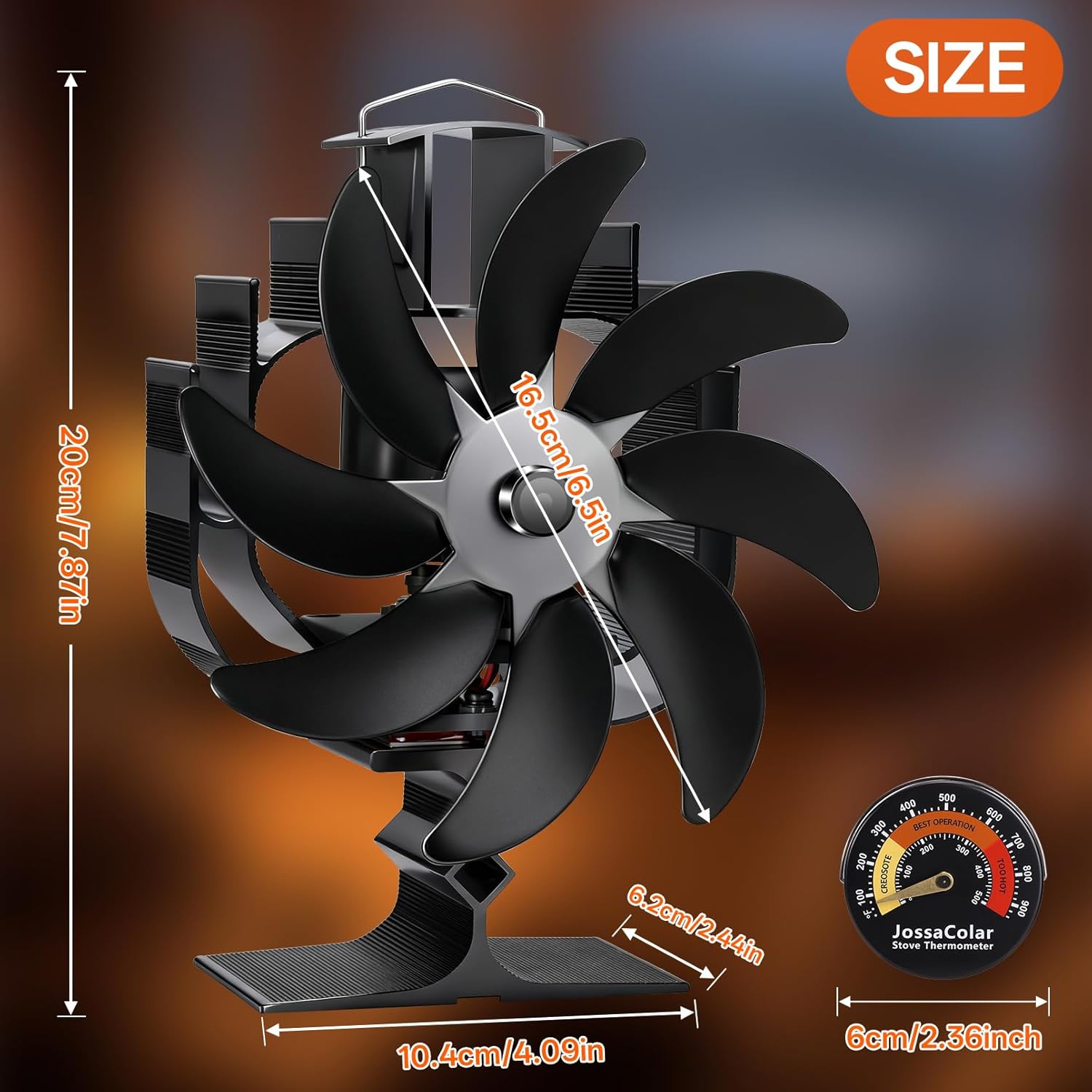 Thumbnail 6 de JossaColar 8-Blade Oscillating Log Burner Fan (heat-powered, self-starting)