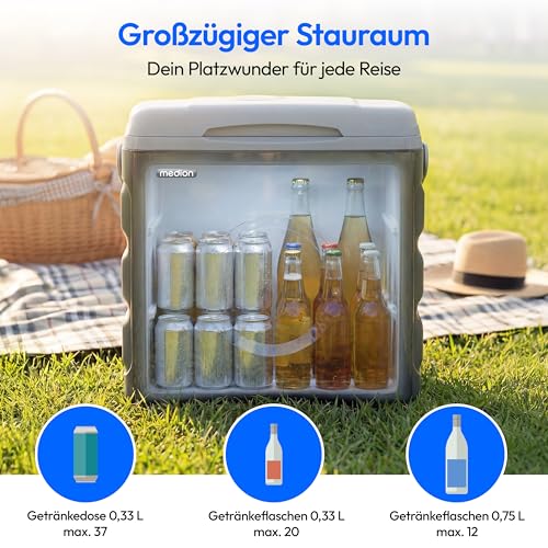 Detalle de MEDION MD370030 Kühlbox 35 L – Tragbar, 12V/230V/USB, Kühl- & Warmfunktion