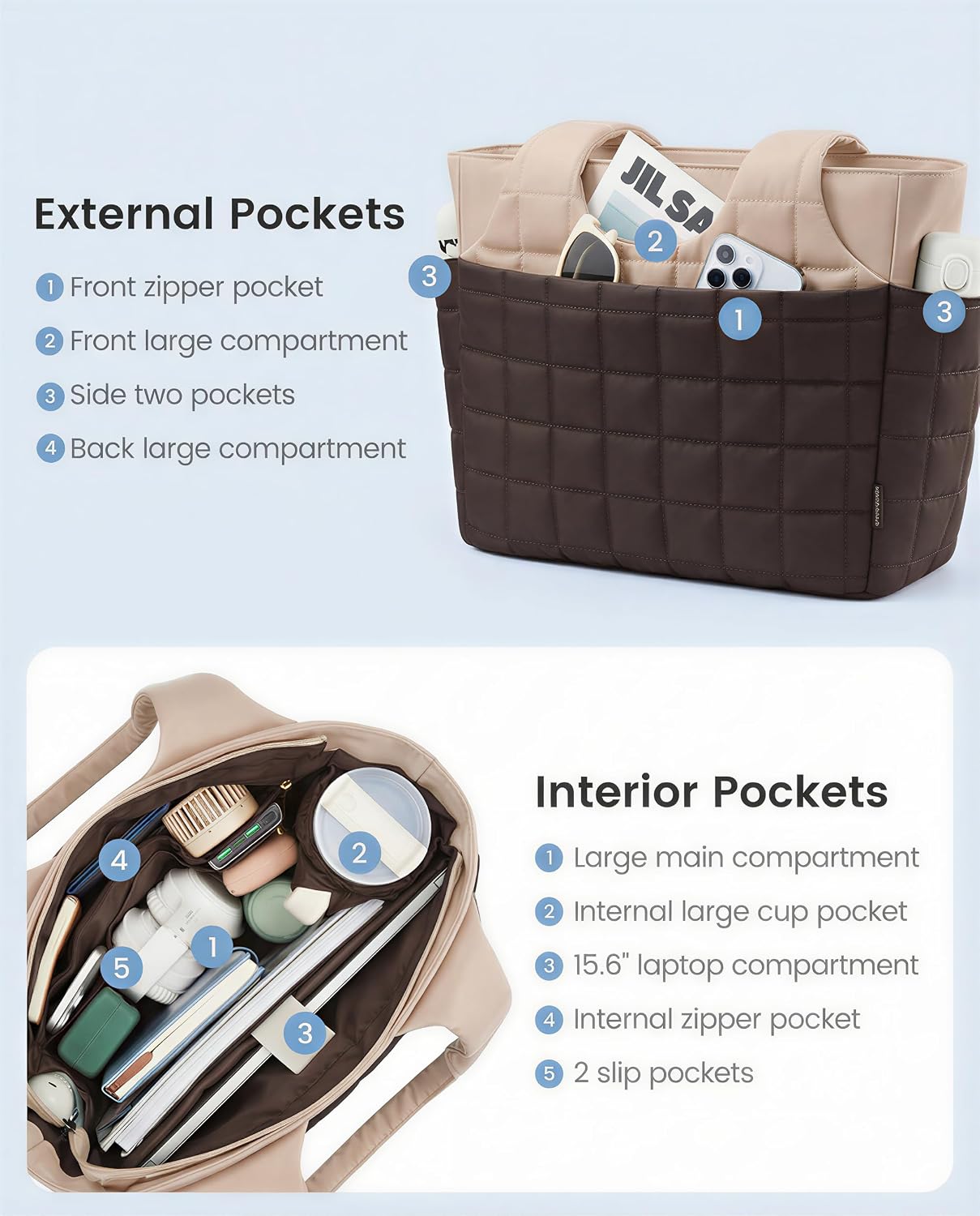 Detalle 2 de LOVEVOOK Quilted Tote Bag