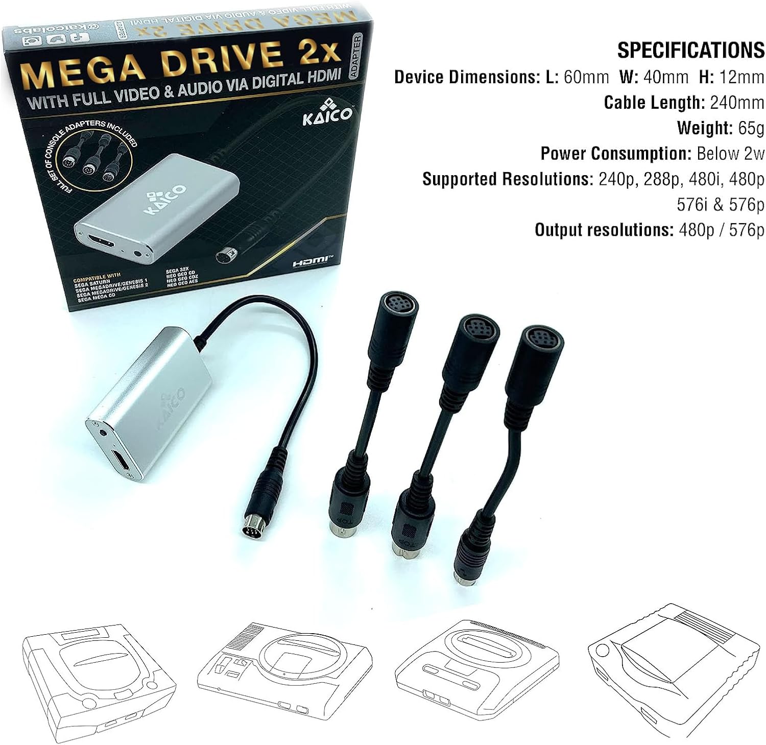 Detalle de Kaico 5060556730566 SEGA用HDMIラインダブラー RGB・コンポジット対応