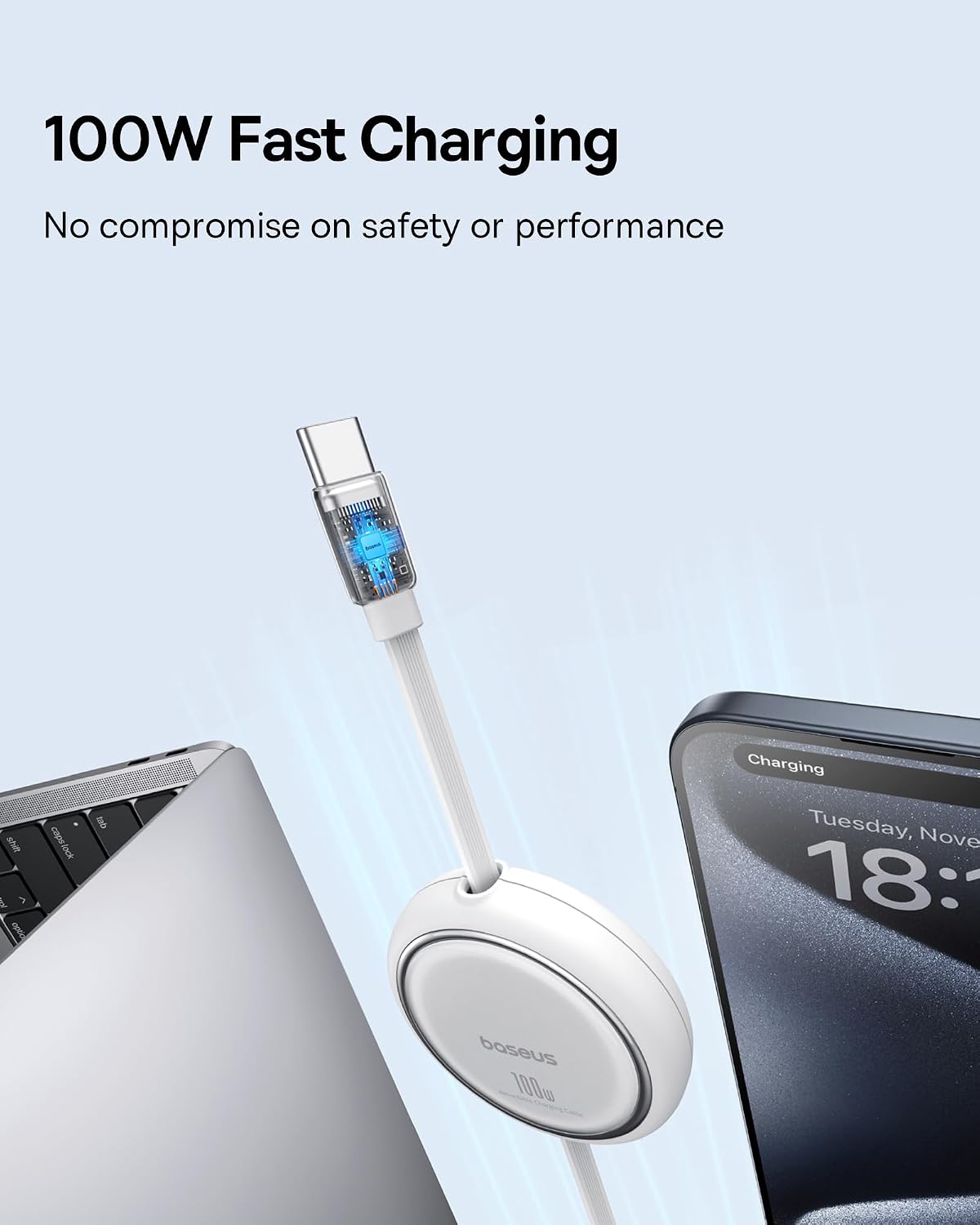 Detalle 2 de Baseus USB C auf USB C Kabel Rollbar 100W 1m