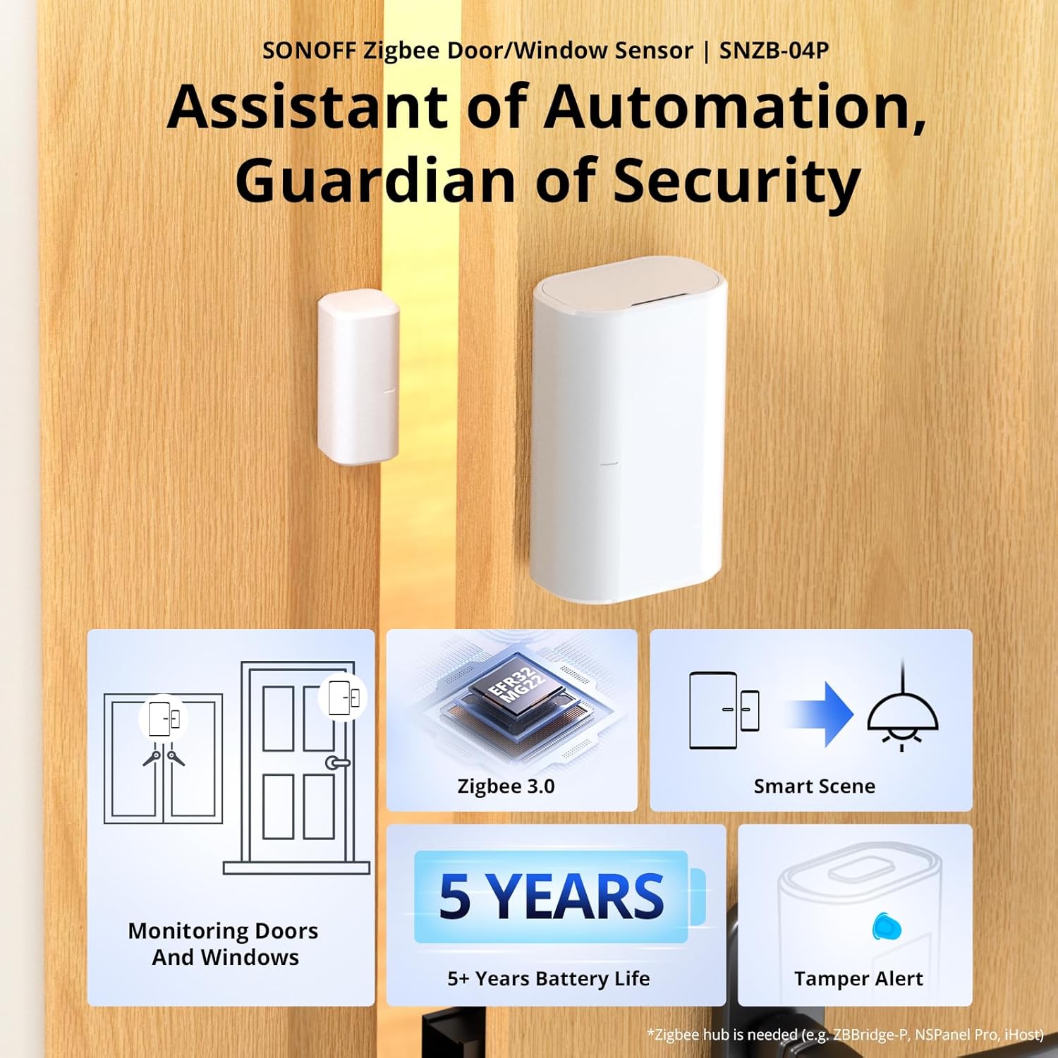 Thumbnail 1 de SONOFF SNZB-04P Zigbee Door Window Sensor with Tamper Alerts