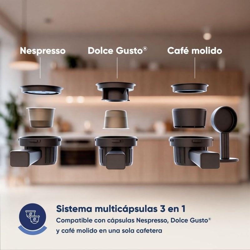 Detalle de Origial Barista Multi 3in1: Cafetera multicápsulas 3 en 1, 20 bares y 1400 W