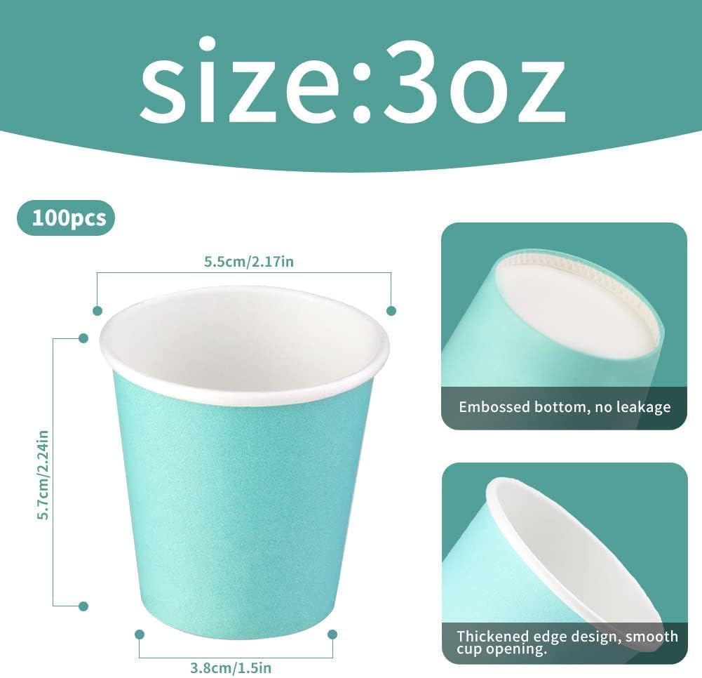 Thumbnail 1 de Prgery 100 Pack 3oz Blue Paper Cups – Disposable Small Cups for Bathroom, Office, Parties