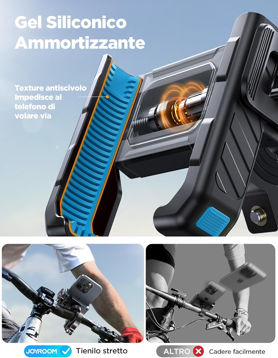 Thumbnail 2 de JOYROOM 2026 porta cellulare moto con supporto bici antiscivolo e antivibrante, rilascio rapido, universale 4,7–7,0”