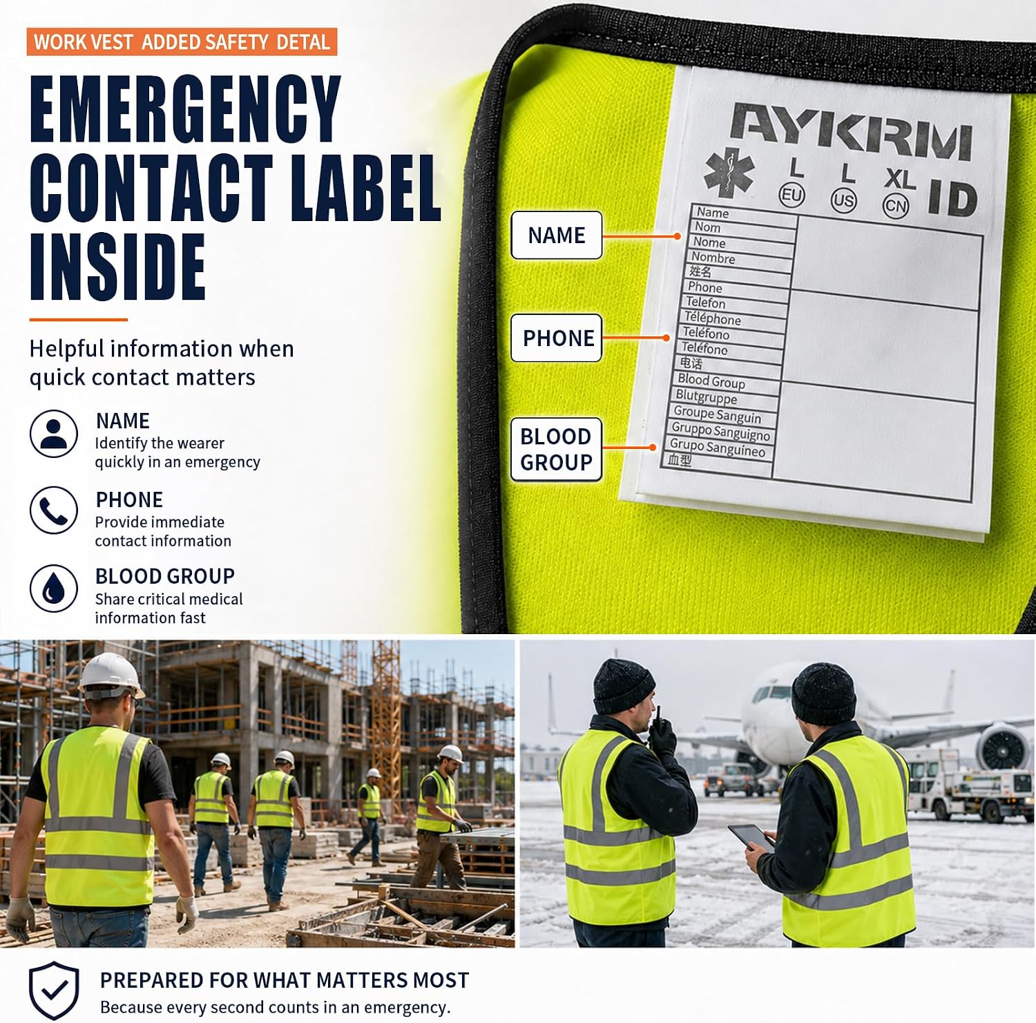 Thumbnail 5 de AYKRM 12-Color High-Visibility Safety Vest with Reflective Material